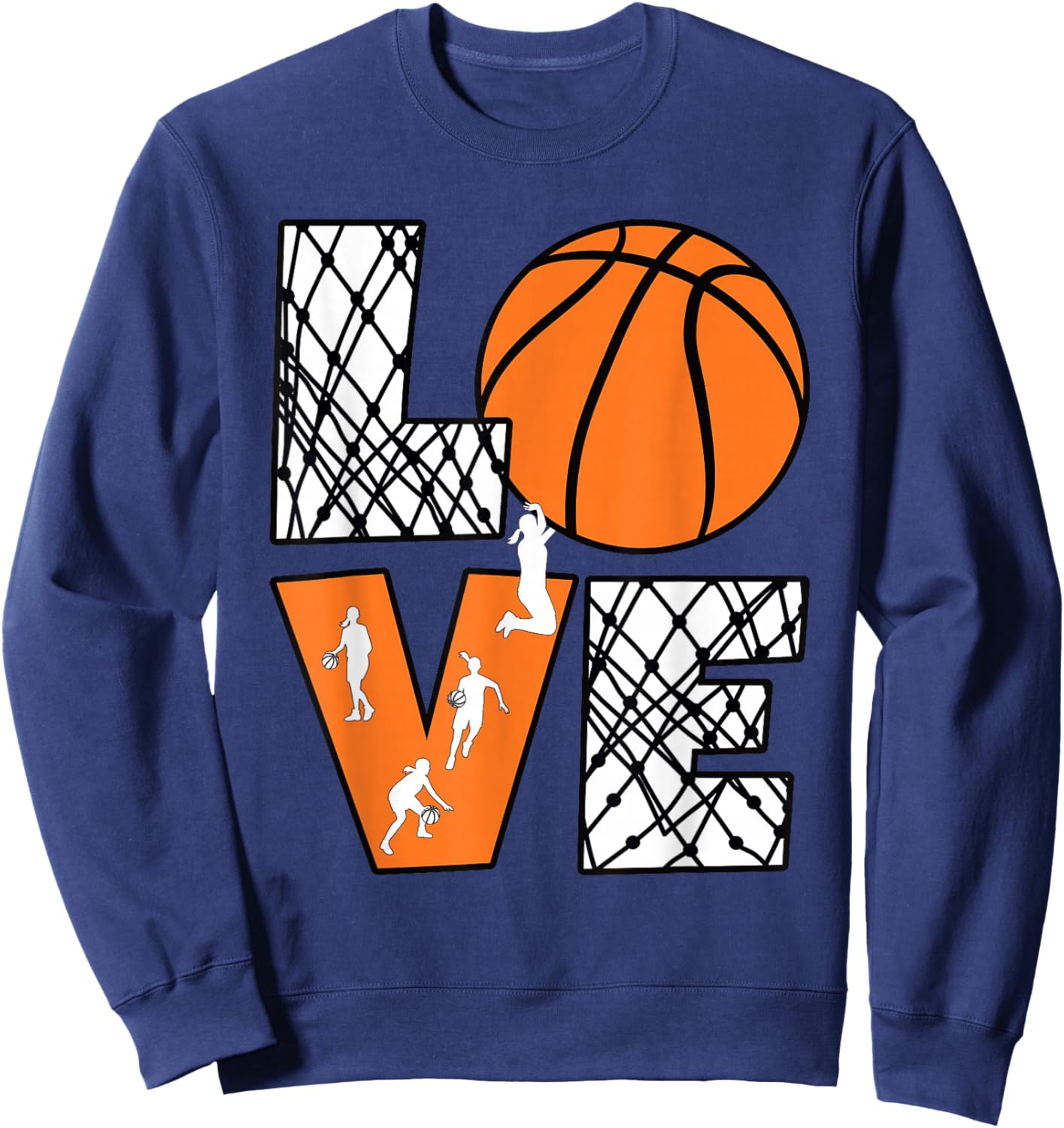 Love Basketball Cute Women Girls Basketball Lover Sweatshirt - Sweatshirt | Navy