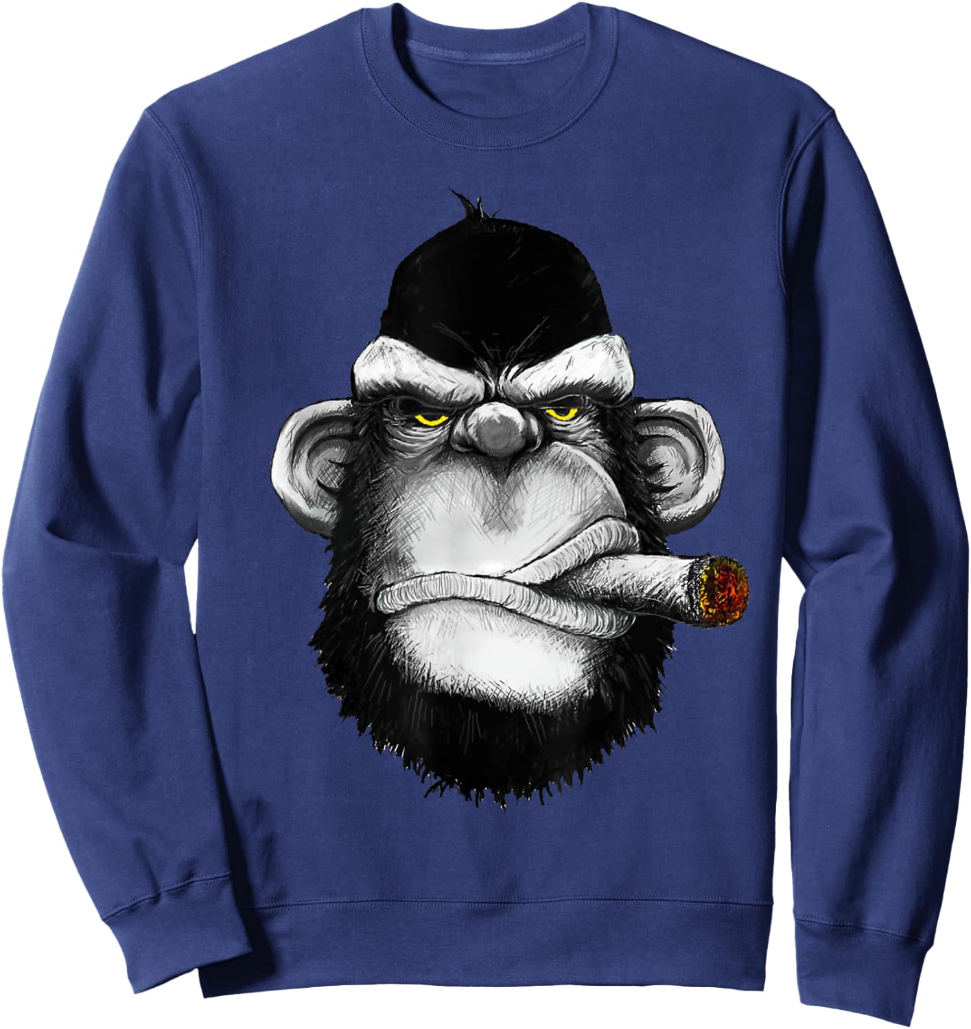 Monkey Smoking Cigar Weed Sweatshirt - Sweatshirt | Navy