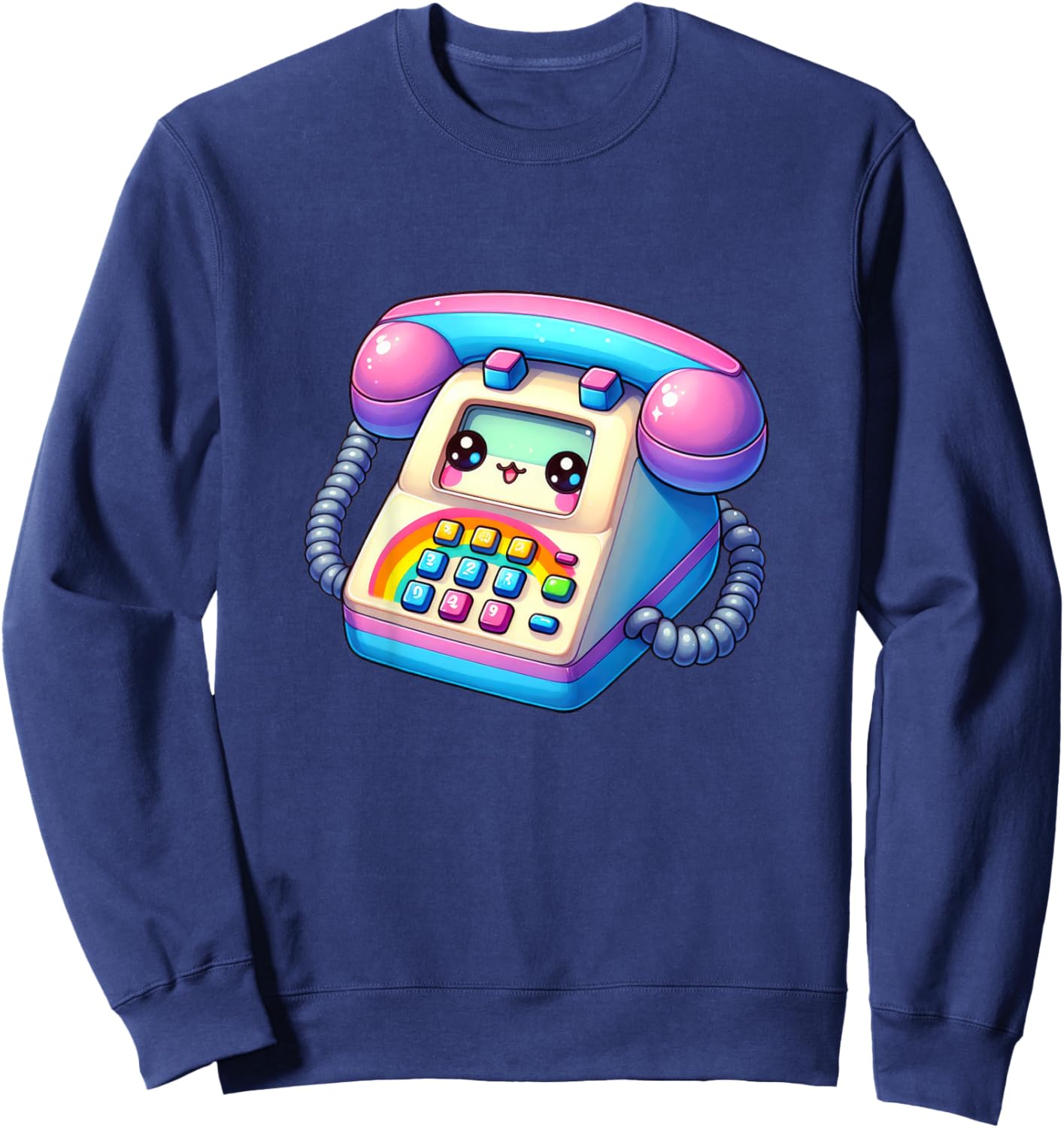 Kids Telephone Kawaii 90's Retro For Kids Boys Girls Sweatshirt - Sweatshirt | Navy