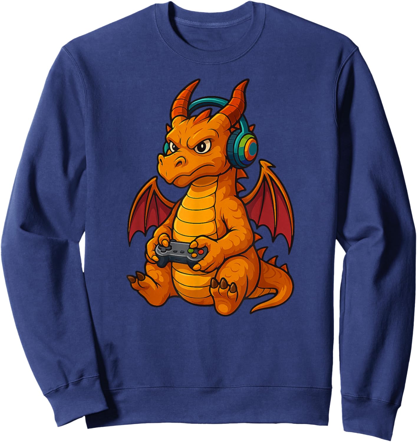 Orange Dragon Gamer Gaming Retro Videogames Boys Girls Kids Sweatshirt - Sweatshirt | Navy
