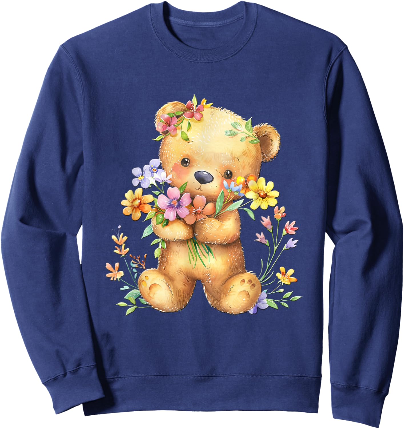 Baby Bear with Flowers Cute Lil Bears Snugglebear Daughter Sweatshirt - Sweatshirt | Navy