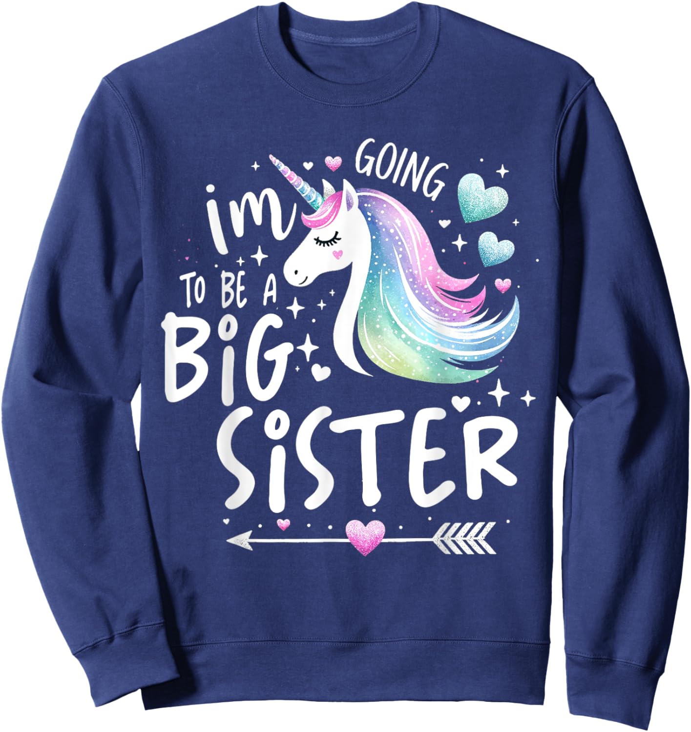 Best Sibling Baby Shower Big Sister Shirts for Girls Unicorn Sweatshirt - Sweatshirt | Navy