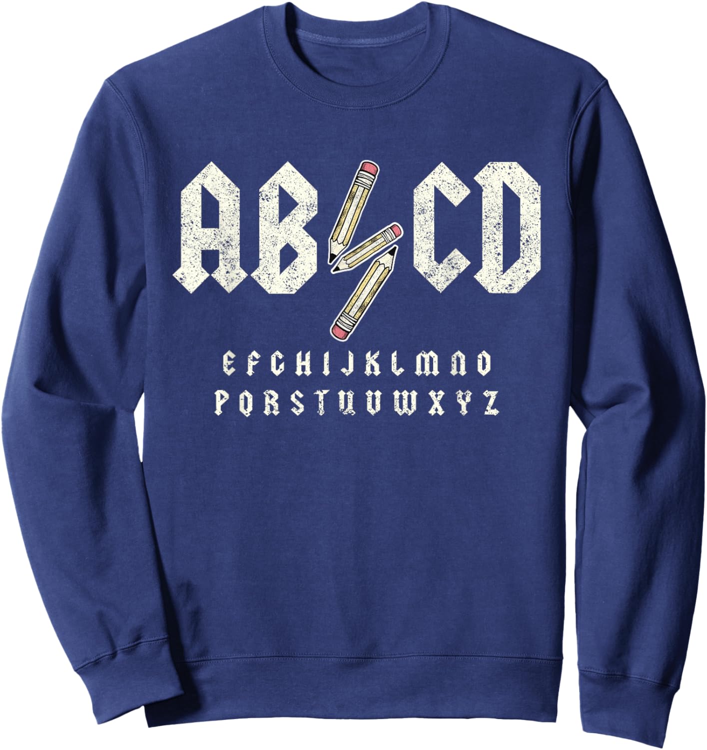 Retro Abcd Teacher Novelty Funny Back to School Teacher Sweatshirt - Sweatshirt | Navy