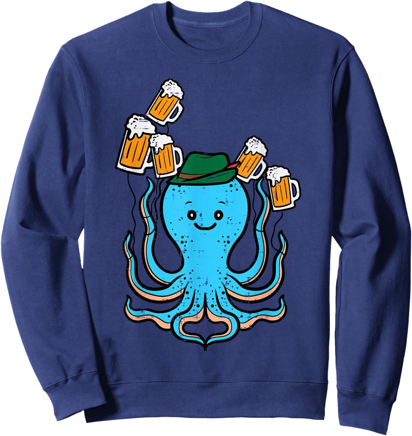 Octopus Bavarian Octoberfest German Oktoberfest Men Women Sweatshirt - Sweatshirt | Navy