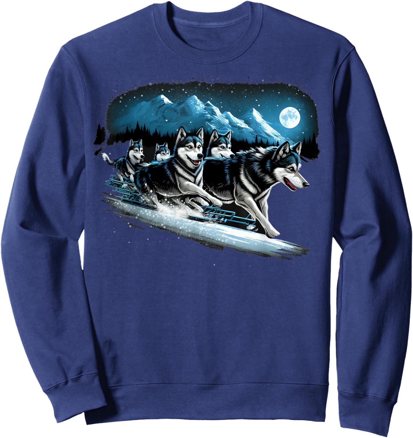 Siberian Husky Sled dogs pulling a winter sledge Sweatshirt - Sweatshirt | Navy