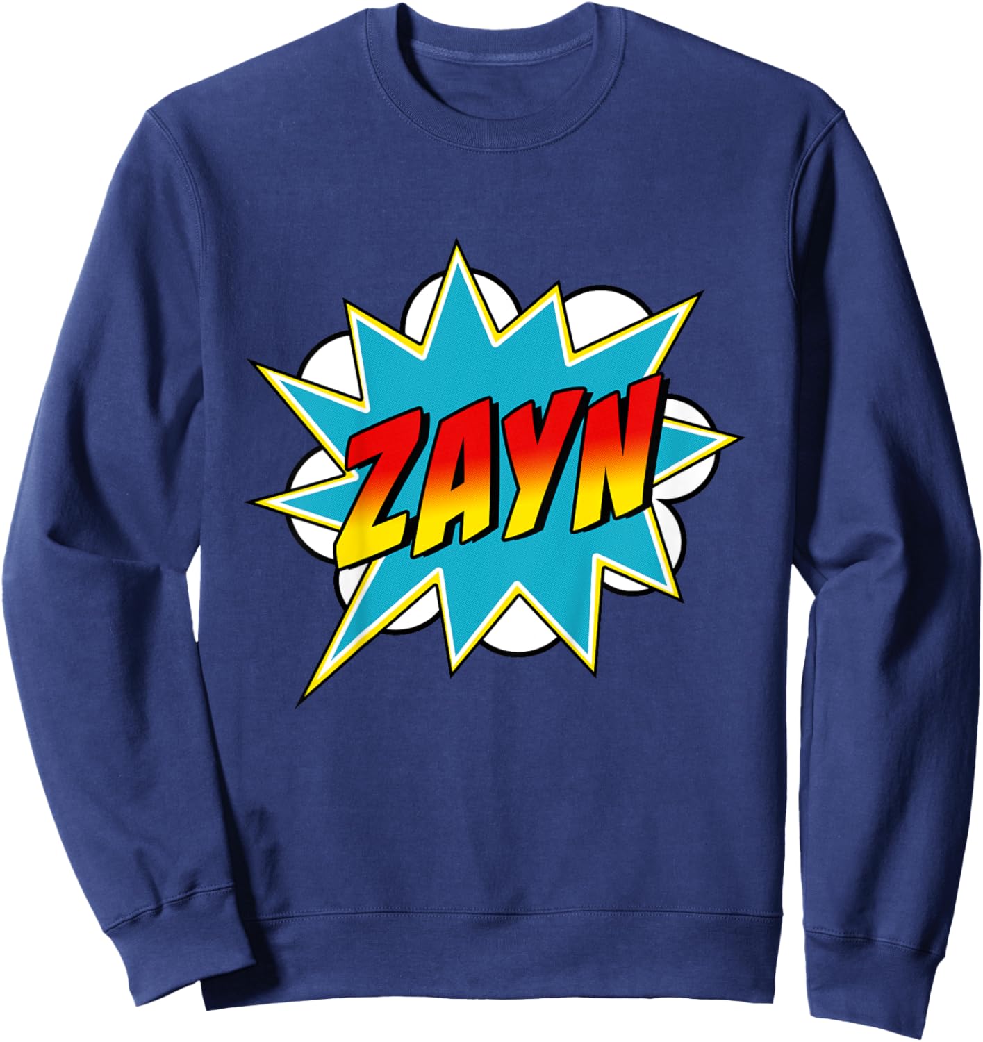 Kids Boys Zayn Name Superhero Comic Book Sweatshirt - Sweatshirt | Navy