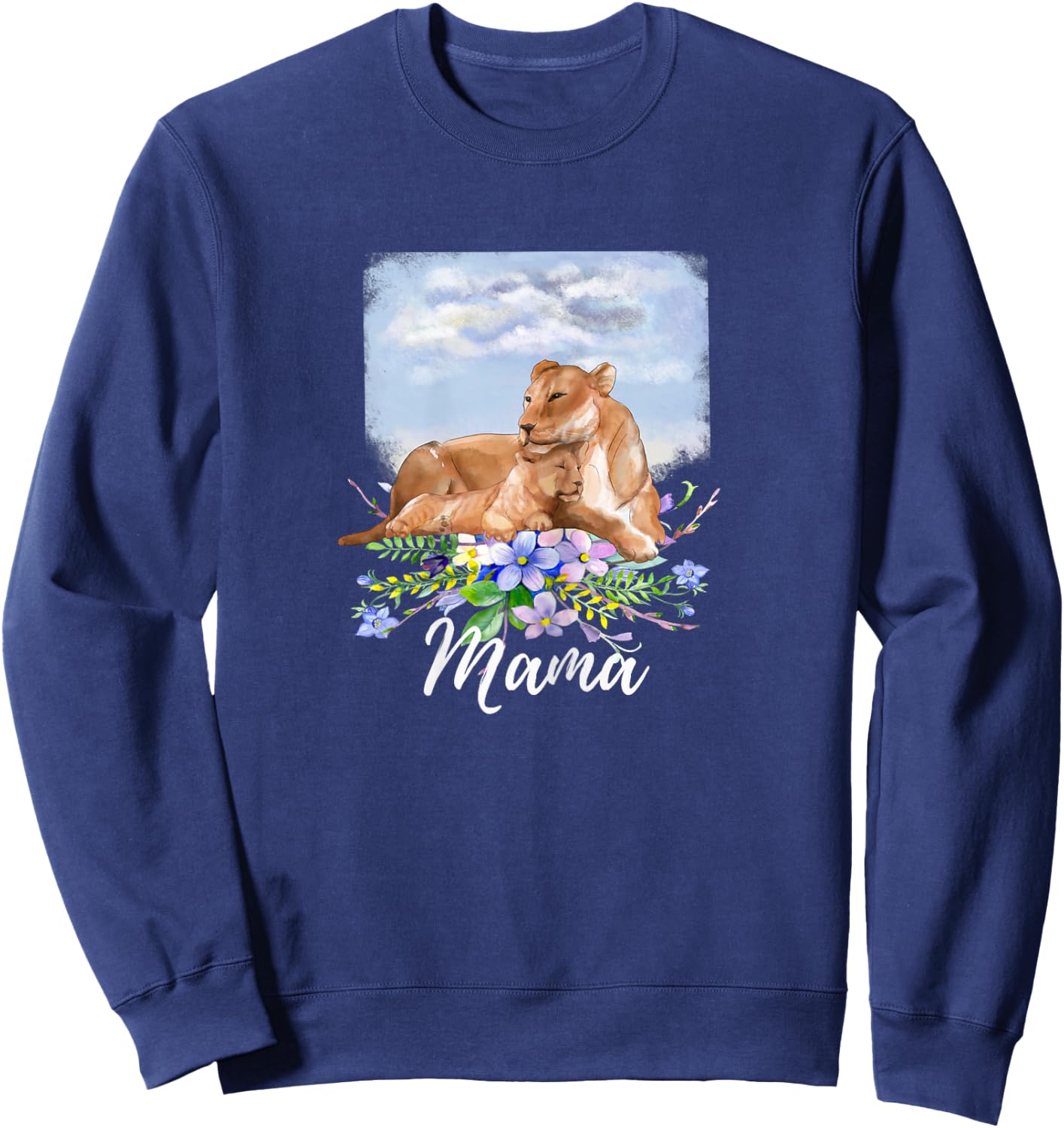 Mama Lion Mom Lioness and Cub Mommy Gift Mothers Day Sweatshirt - Sweatshirt | Navy