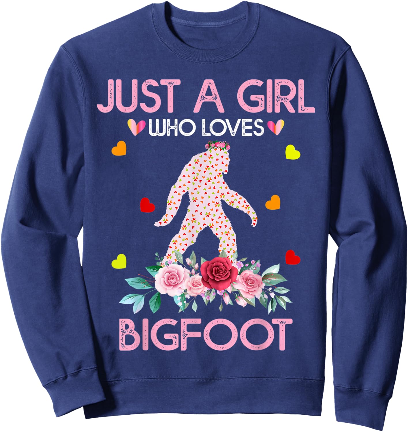 Bigfoot Shirt Kids Just A Girl Who Loves Bigfoot Sweatshirt - Sweatshirt | Navy