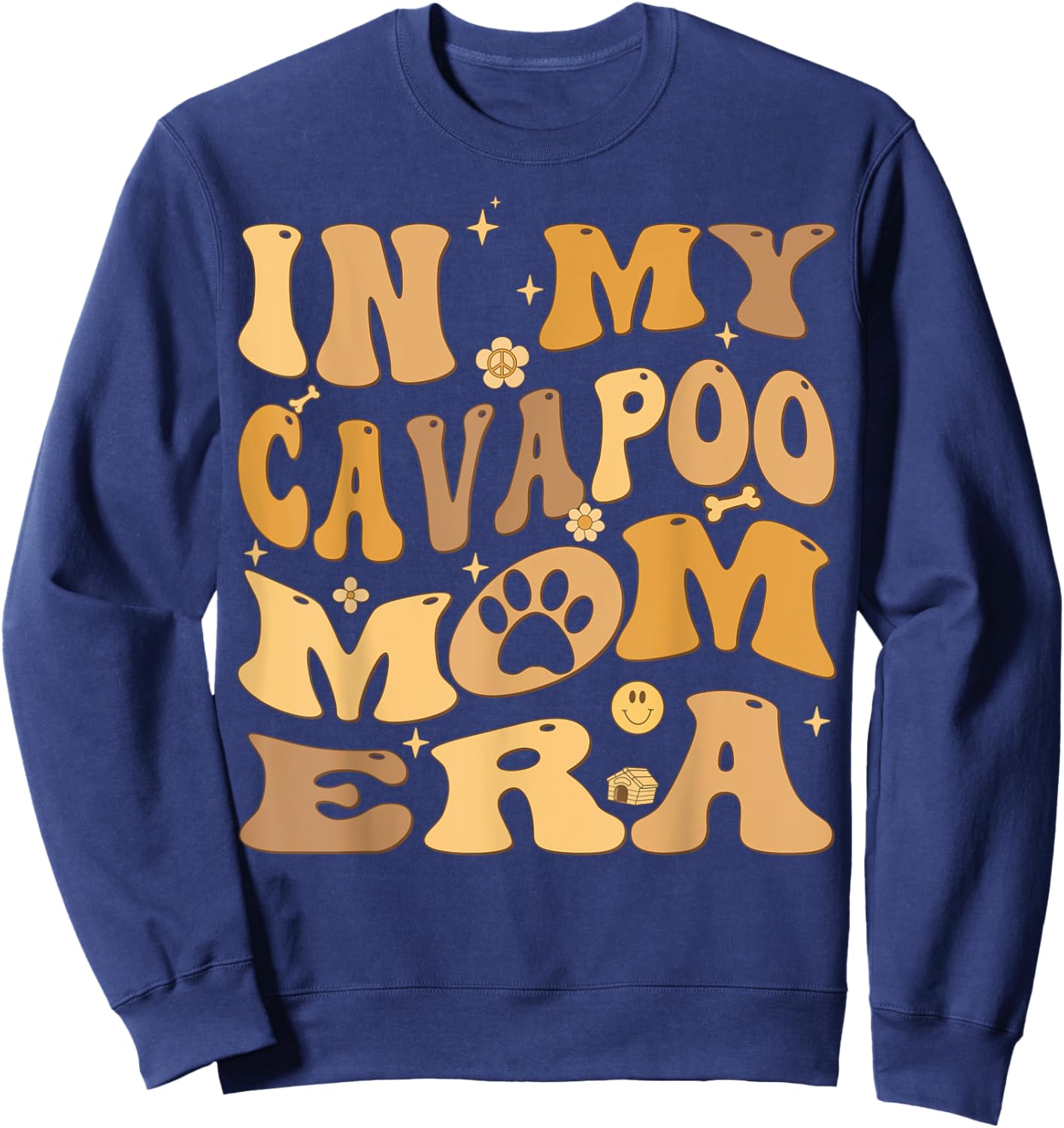 In My Cavapoo Mom Era Groovy Cavoodle Sweatshirt - Sweatshirt | Navy