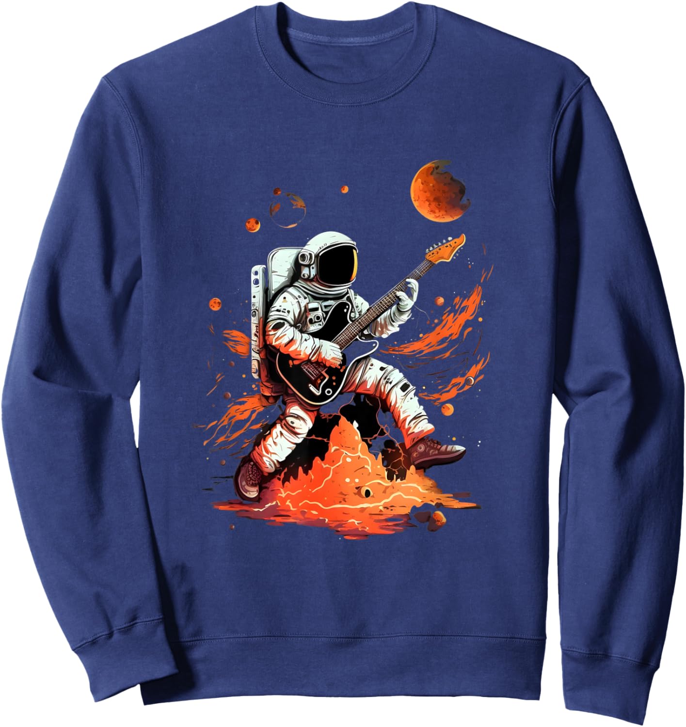 Astronaut Playing Electric Guitar in Space Sweatshirt - Sweatshirt | Navy