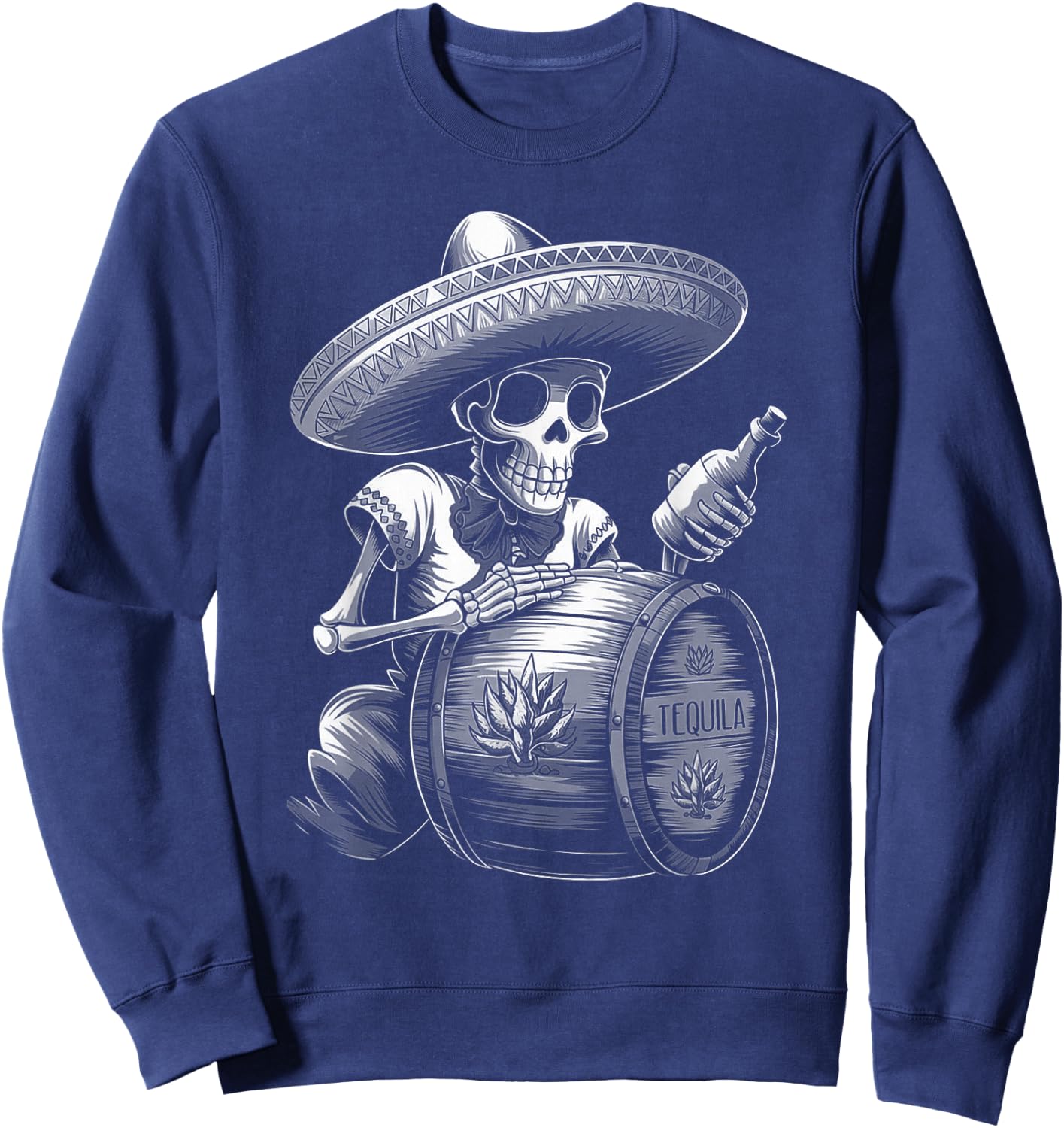 Mexico Vintage Skeleton Tequila Dia De Los Muertos Mexican Sweatshirt - Sweatshirt | Navy