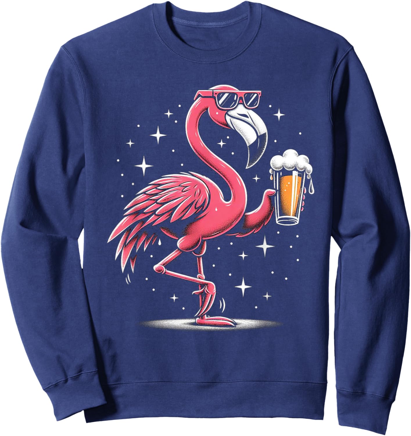 Funny Flamingo Beer Drinking Party Beer Drinker Sweatshirt - Sweatshirt | Navy