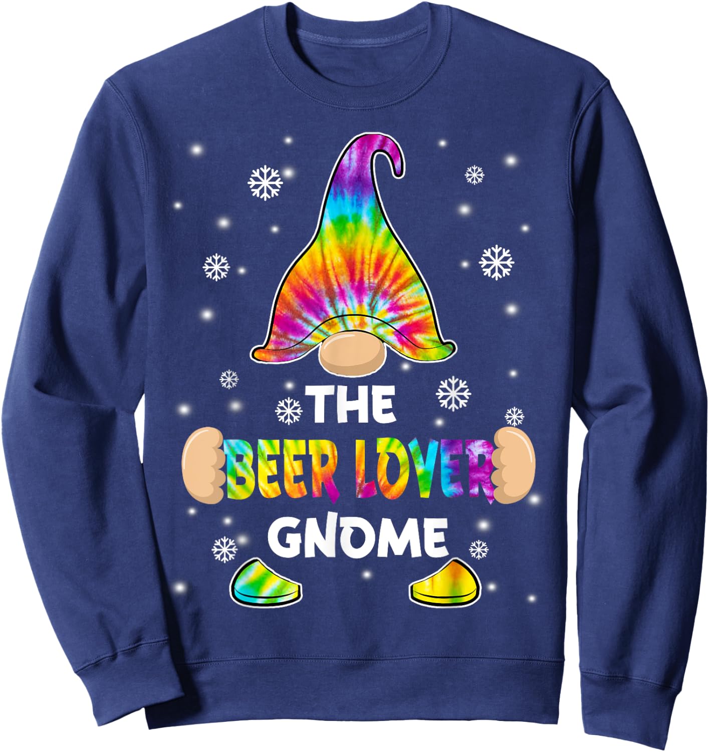 Beer Lover Gnome Merry Christmas Tie Dye Pajamas Sweatshirt - Sweatshirt | Navy