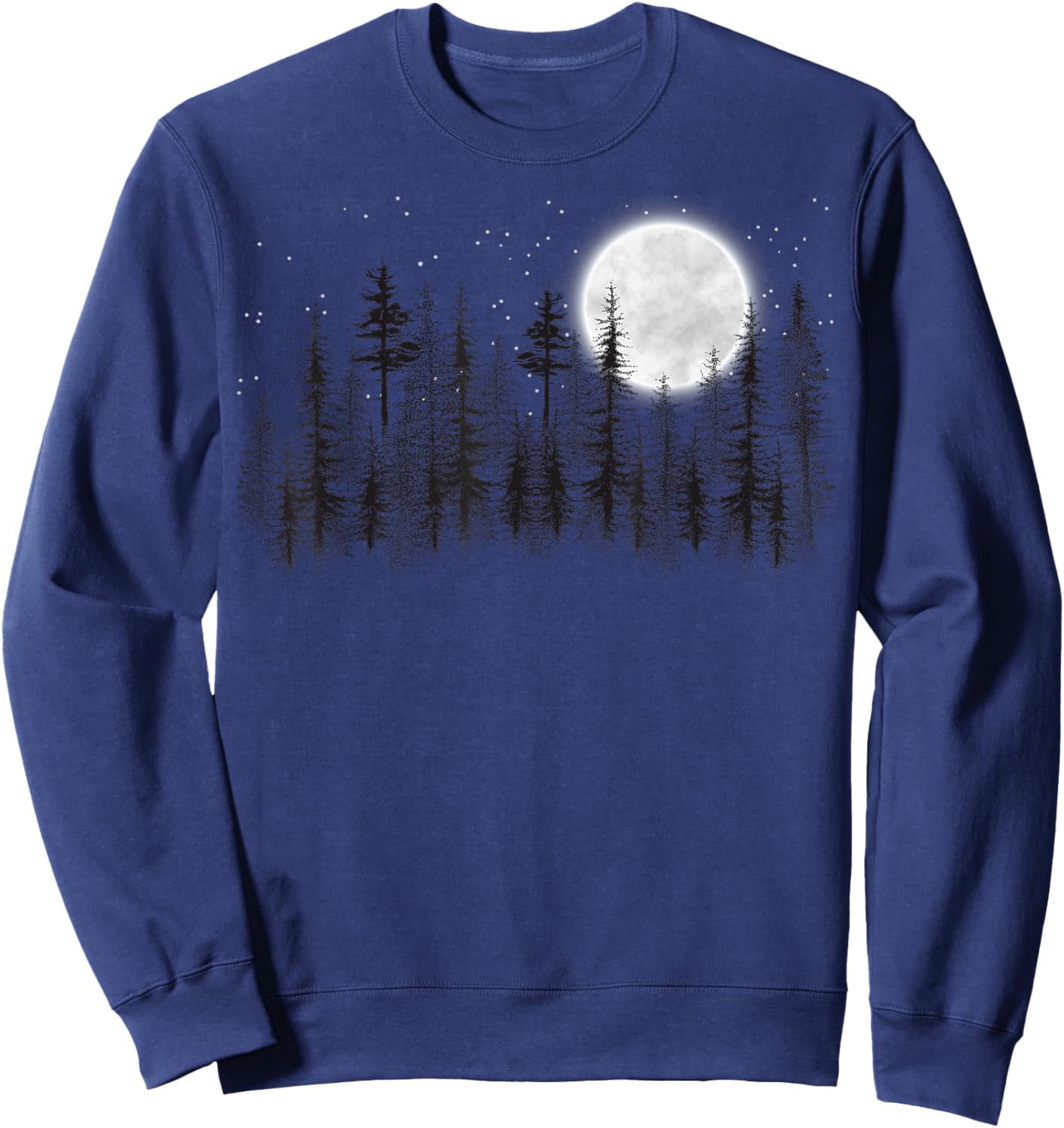 Mountain nature forest pine trees retro moon and stars Sweatshirt - Sweatshirt | Navy