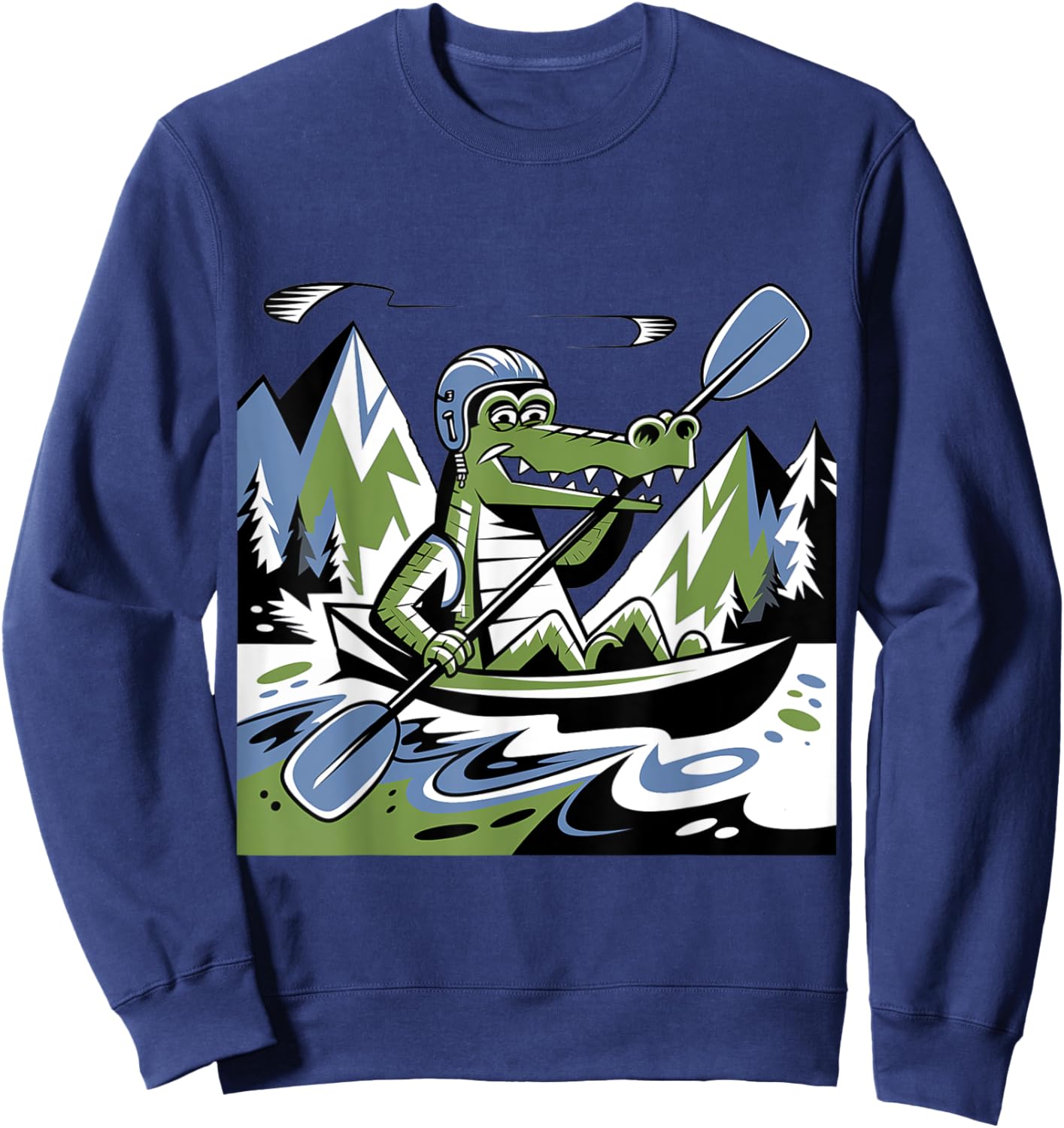 Funny Cool Alligator Kayaking Abstract Sweatshirt - Sweatshirt | Navy