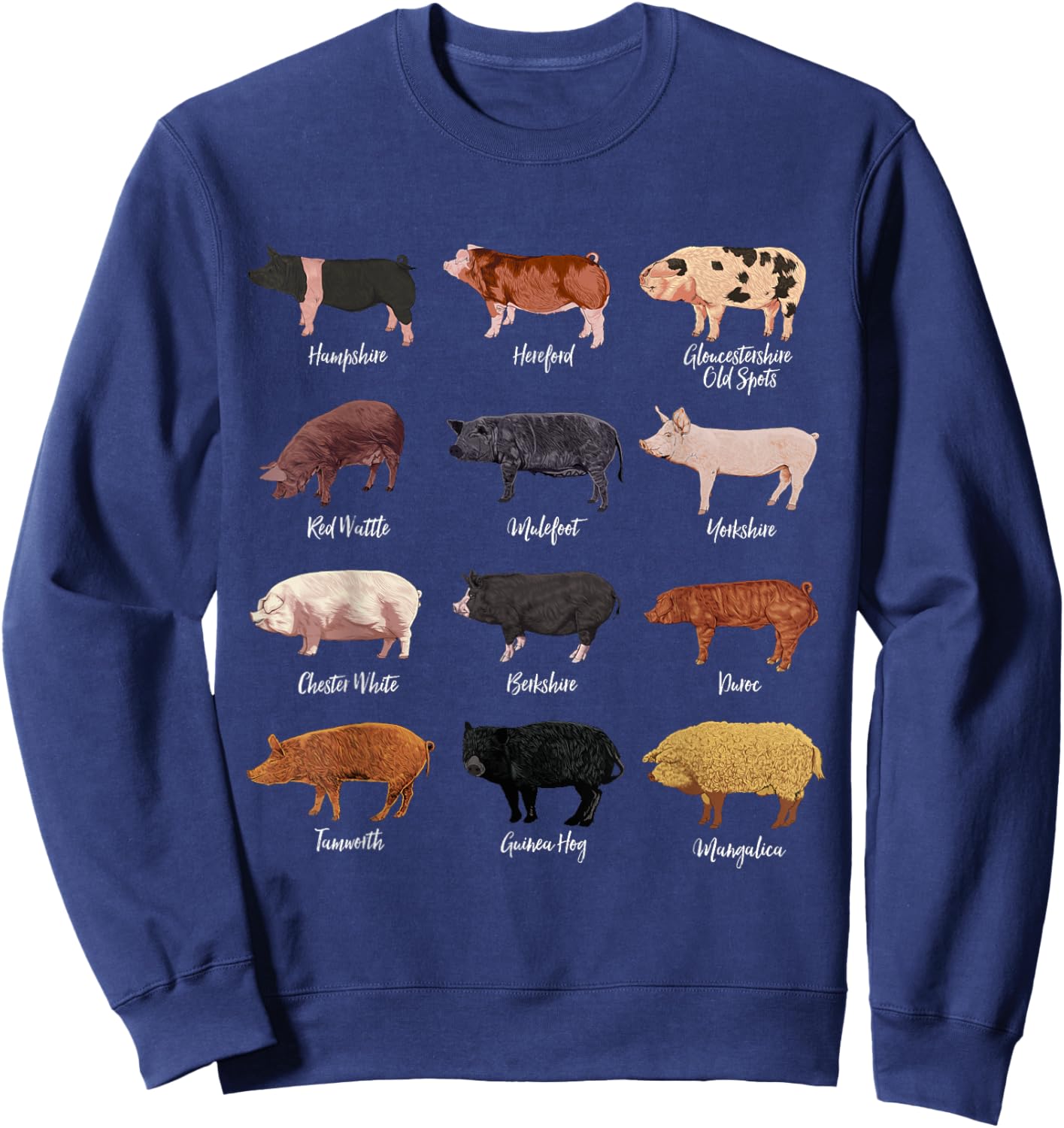 Pig drawings - Pig breeds Sweatshirt - Sweatshirt | Navy