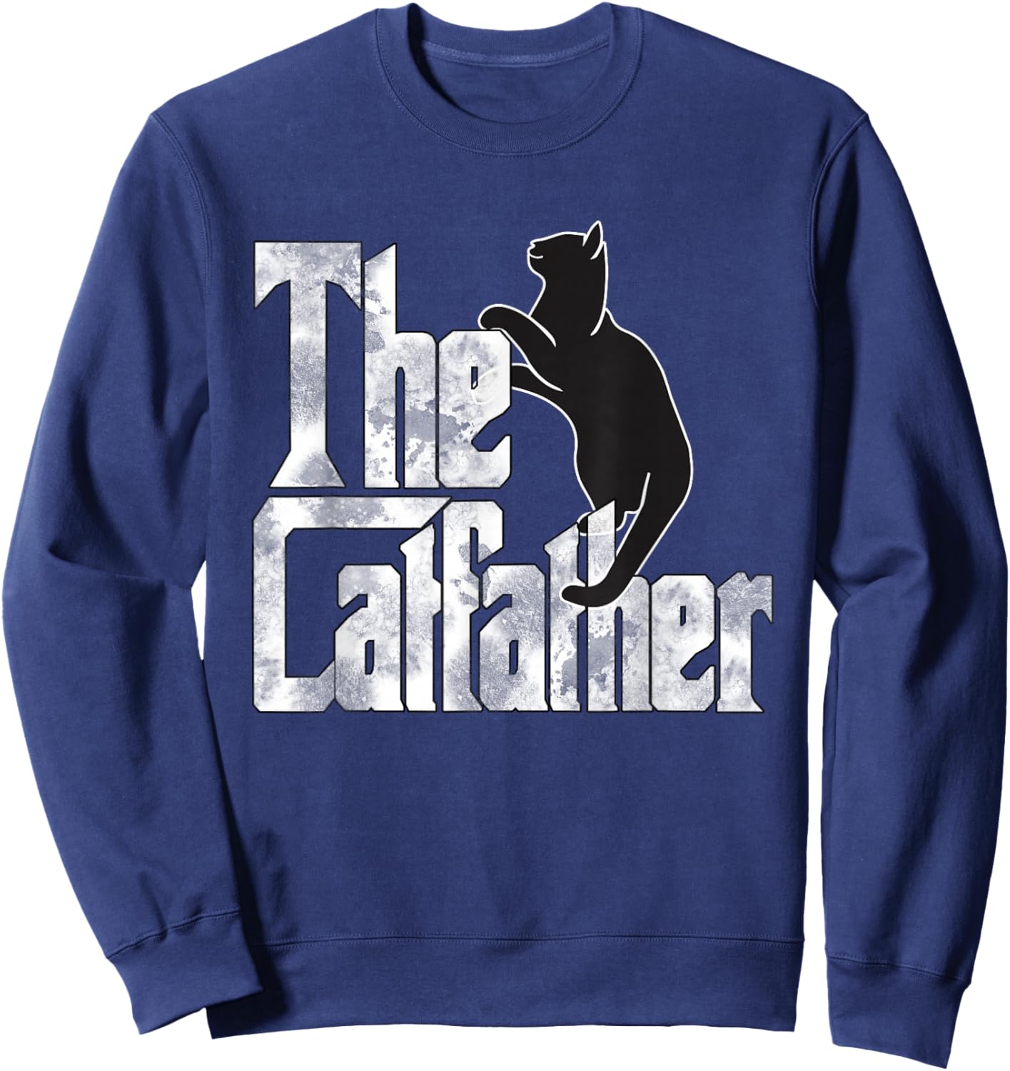 The Catfather Black Cat Father Mafia Whiskers Male Daddy Sweatshirt - Sweatshirt | Navy