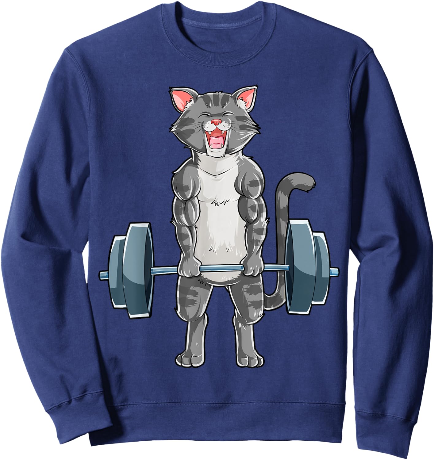 Cat Weightlifting Powerlifting Deadlift Fitness Gym Workout Sweatshirt - Sweatshirt | Navy