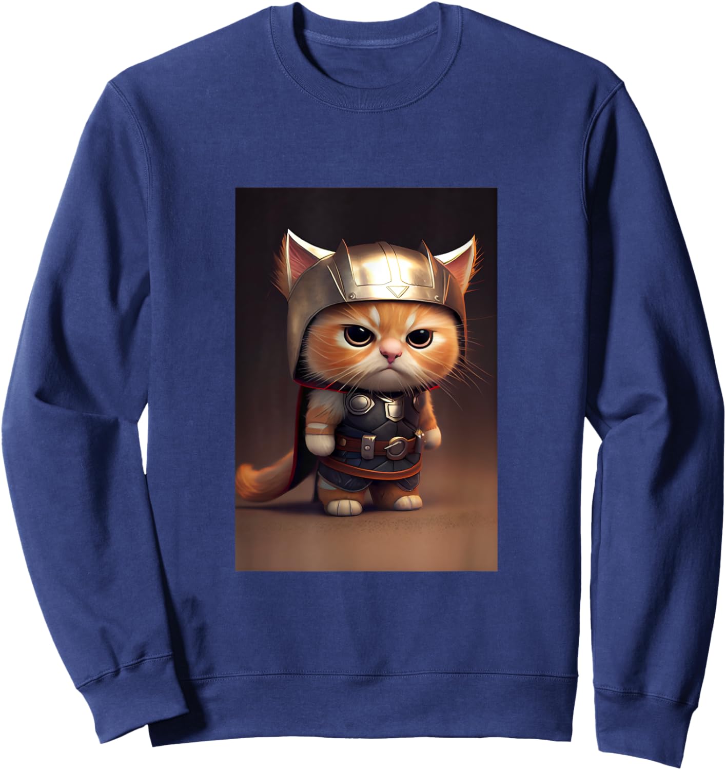 Cool Wild Super Hero Cat Outfit Illustration Graphic Designs Sweatshirt - Sweatshirt | Navy