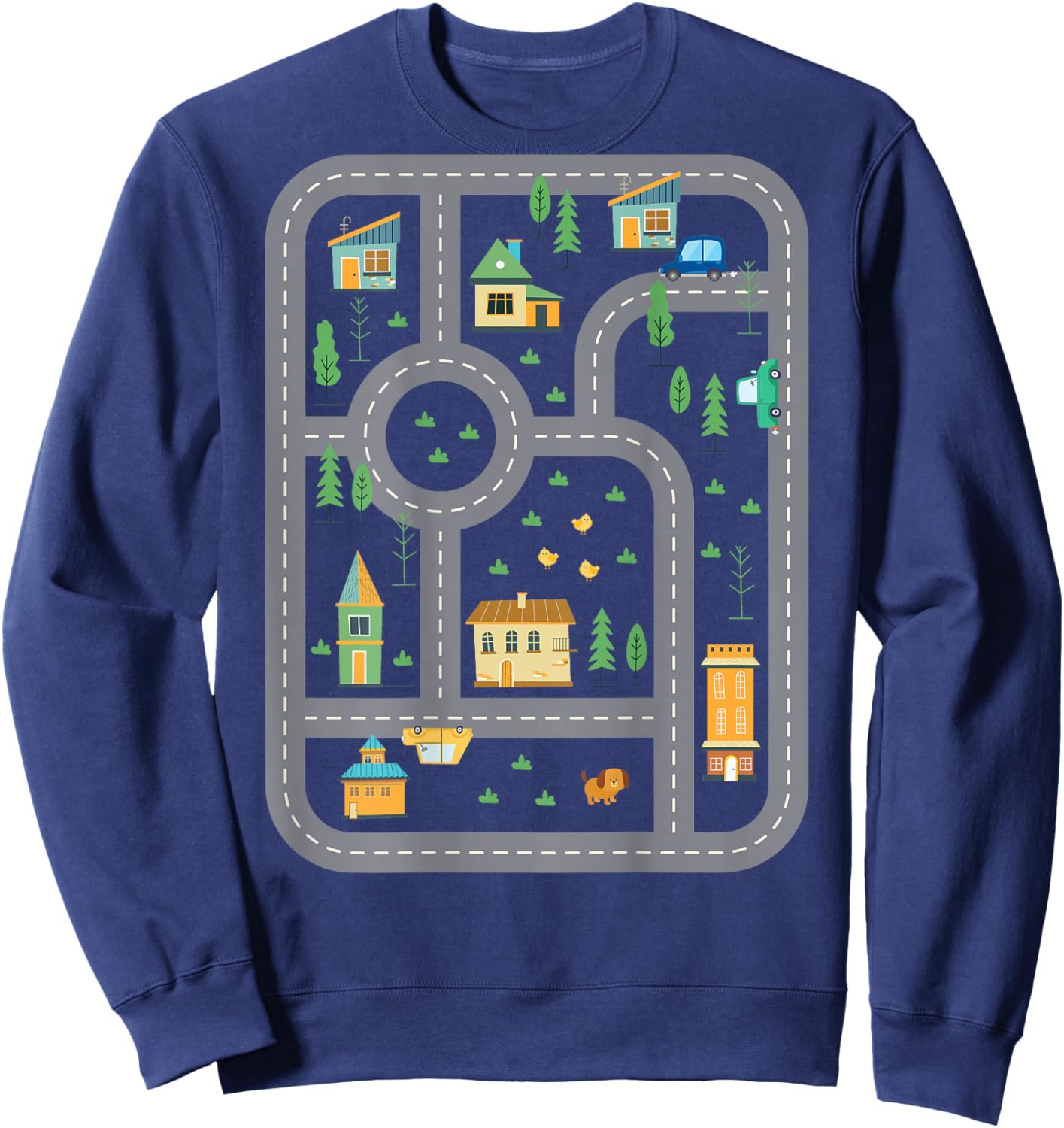 Cool Playmat Race Car Track On Back Dad Race car Mat Sweatshirt - Sweatshirt | Navy