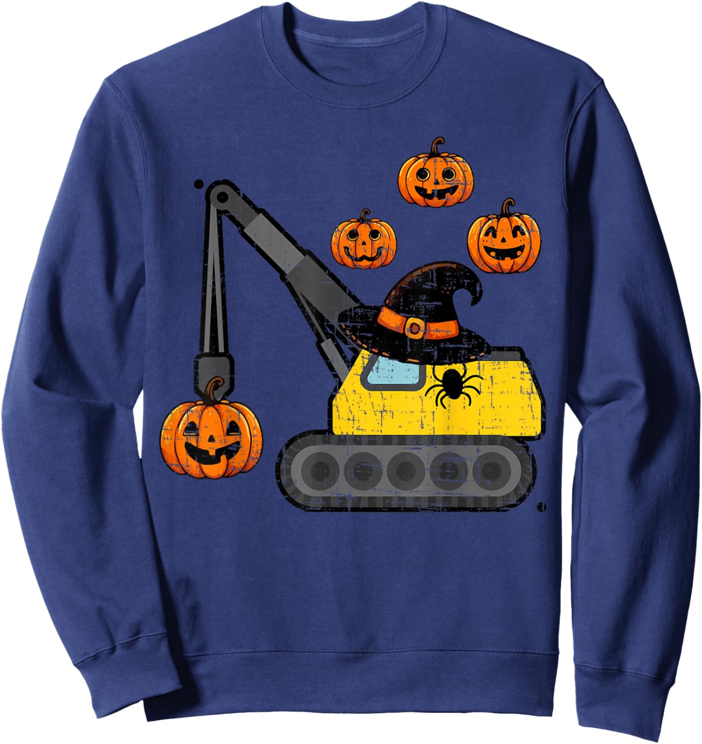 Crane Construction Truck Costume Toddler Kids Boys Halloween Sweatshirt - Sweatshirt | Navy