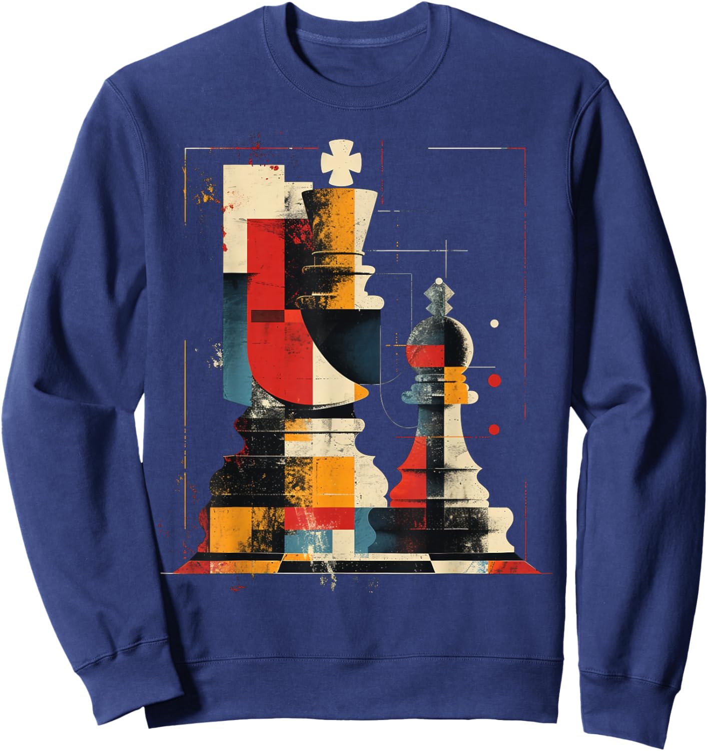 Artsy Chess player on Abstract Art Chess Sweatshirt - Sweatshirt | Navy