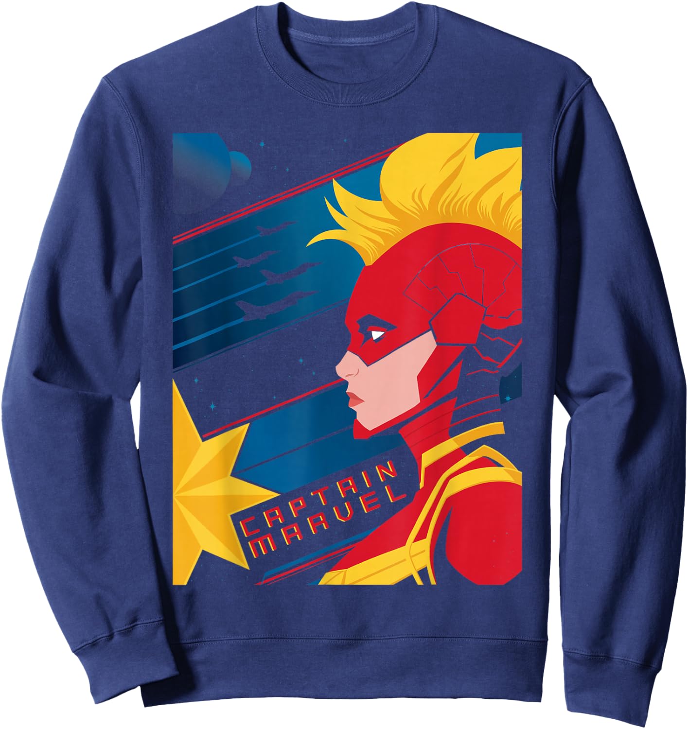 Marvel Captain Marvel Carol Danvers Jets Profile Sweatshirt - Sweatshirt | Navy