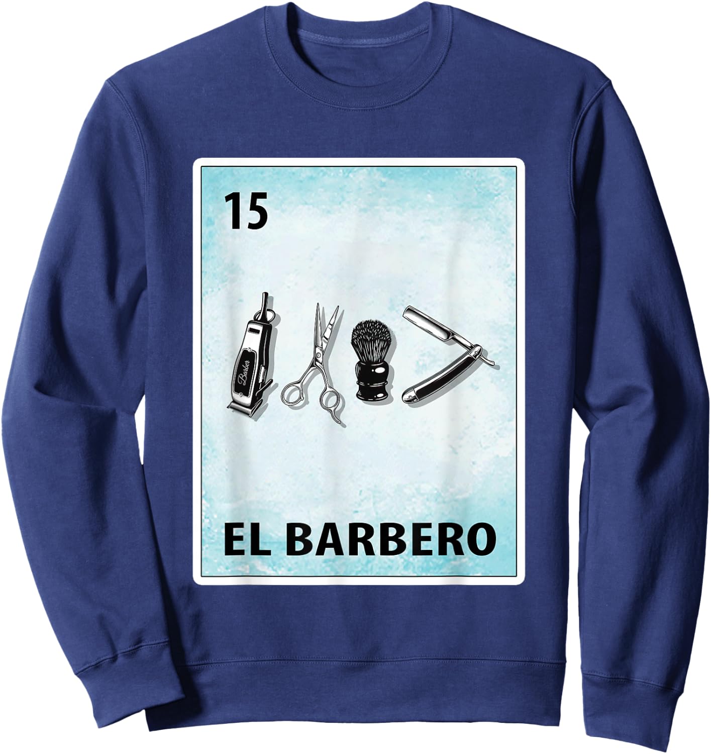 El Barbero Mexican Barber Cards Sweatshirt - Sweatshirt | Navy