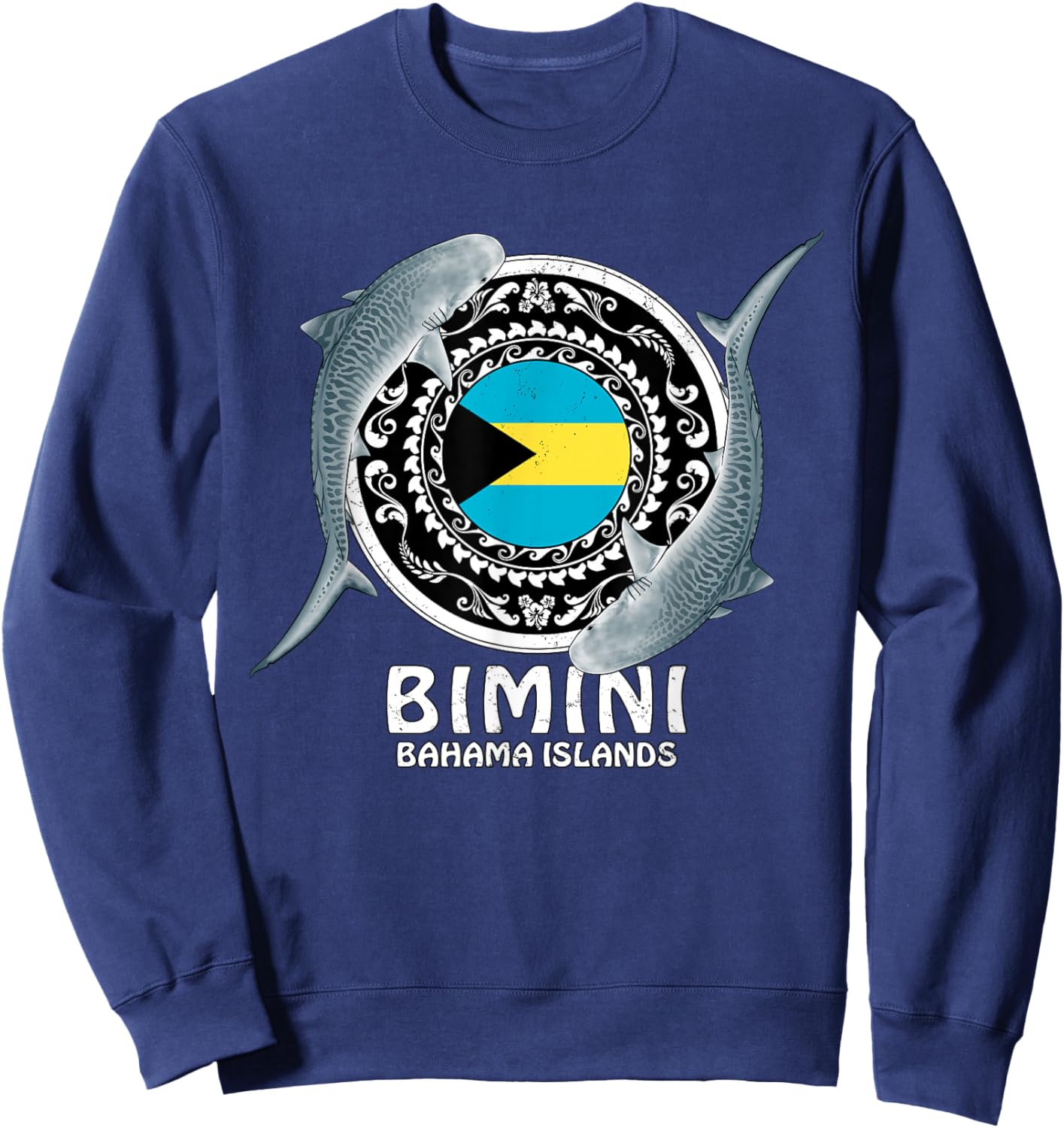 Bimini Tiger Shark Bahamas Flag Sweatshirt - Sweatshirt | Navy