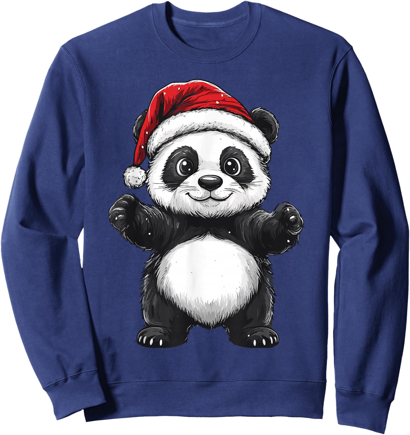 Panda Santa Hat Christmas Boys Girls Kids Panda Lover Pajama Sweatshirt - Sweatshirt | Navy