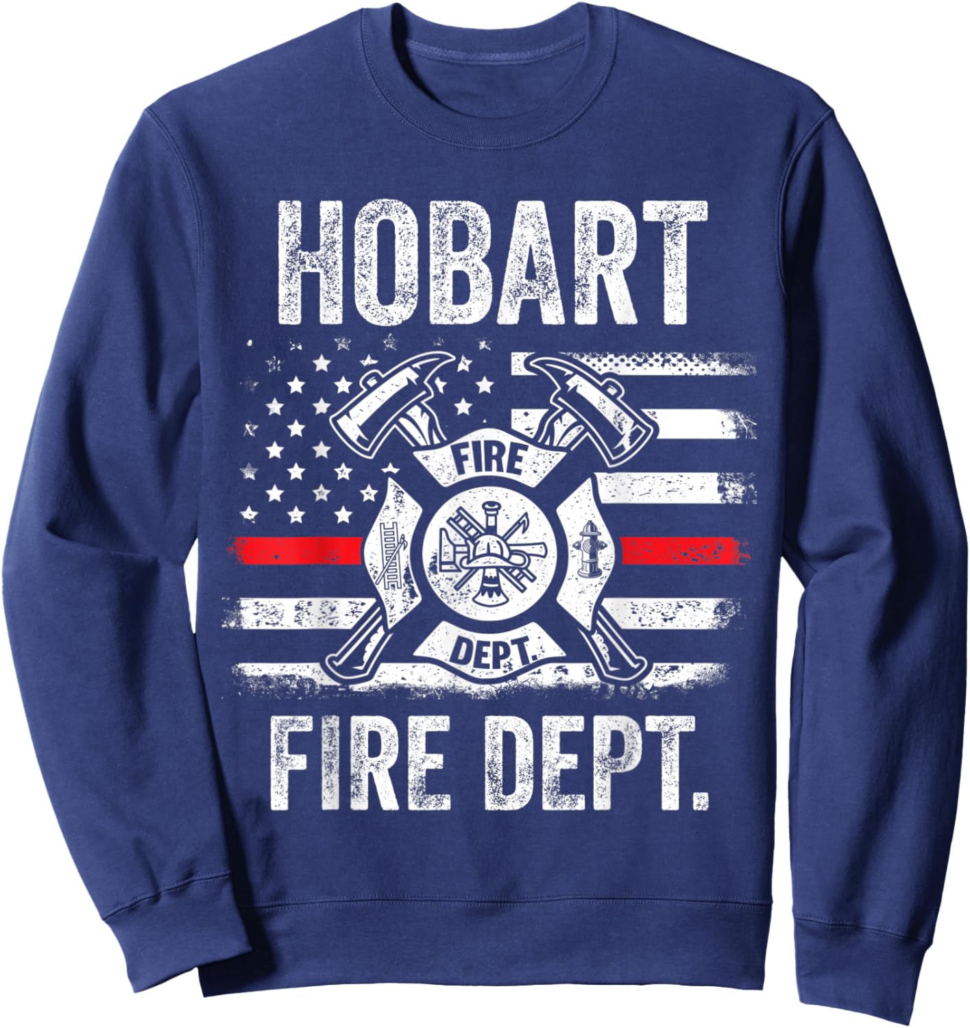 Hobart Indiana Fire Department Thin Red Line Fireman Sweatshirt - Sweatshirt | Navy