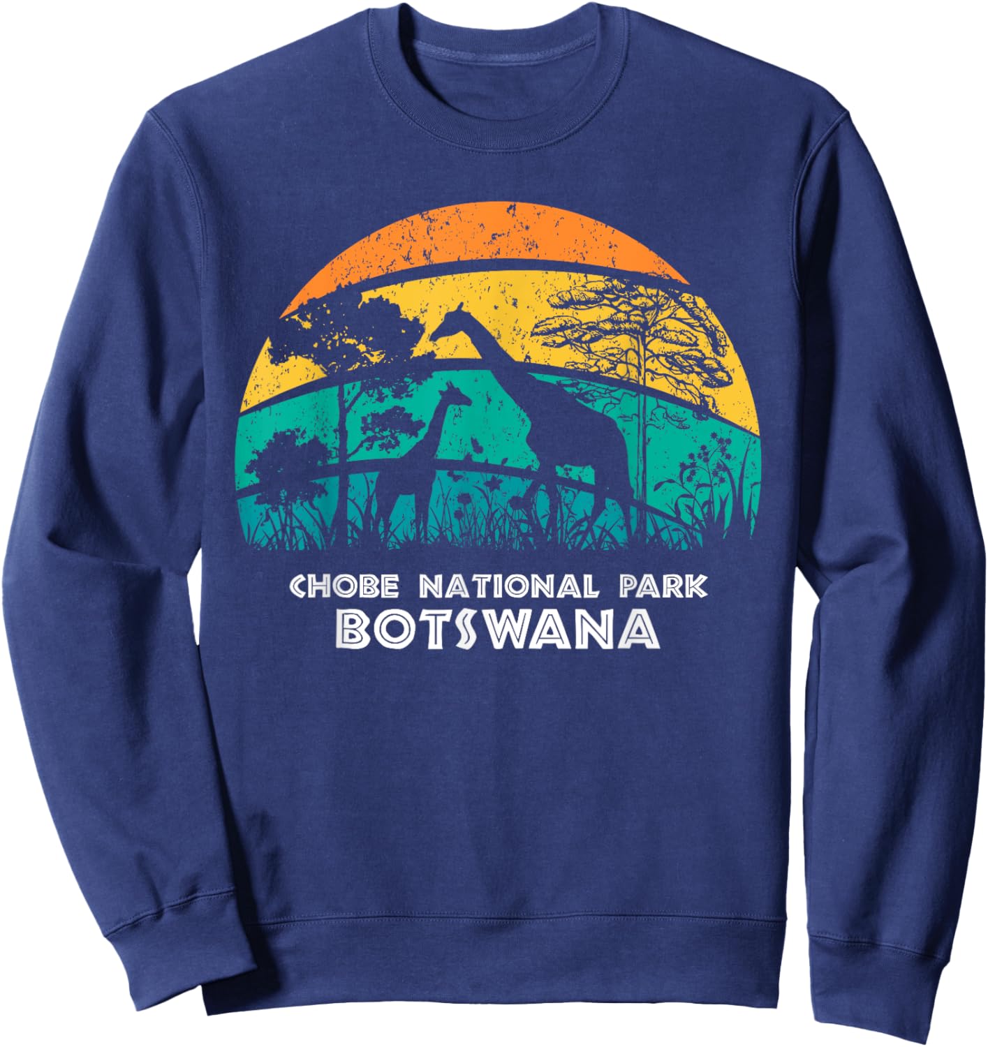 Vintage Retro Chobe National Park, Botswana Africa Safari Gi Sweatshirt - Sweatshirt | Navy