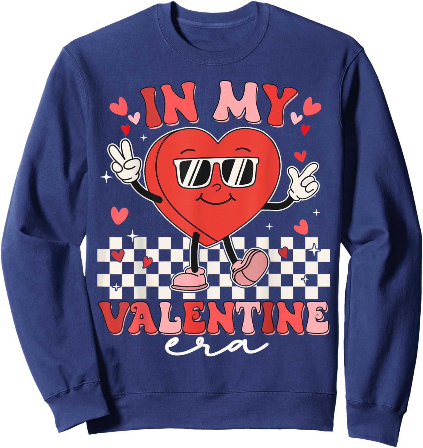 Retro Groovy In My Valentine Era Valentine Day Men Women Kid Sweatshirt - Sweatshirt | Navy