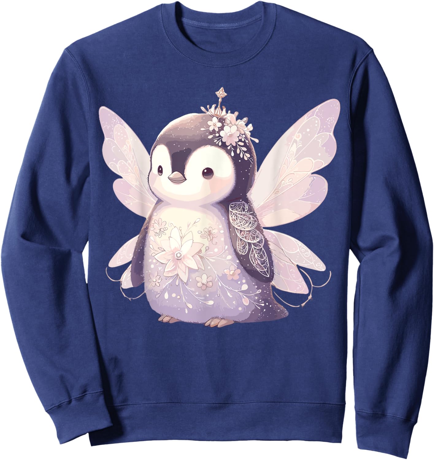 Cute Fairy Fairycore Aesthetic Penguin Lover Apparel Penguin Sweatshirt - Sweatshirt | Navy