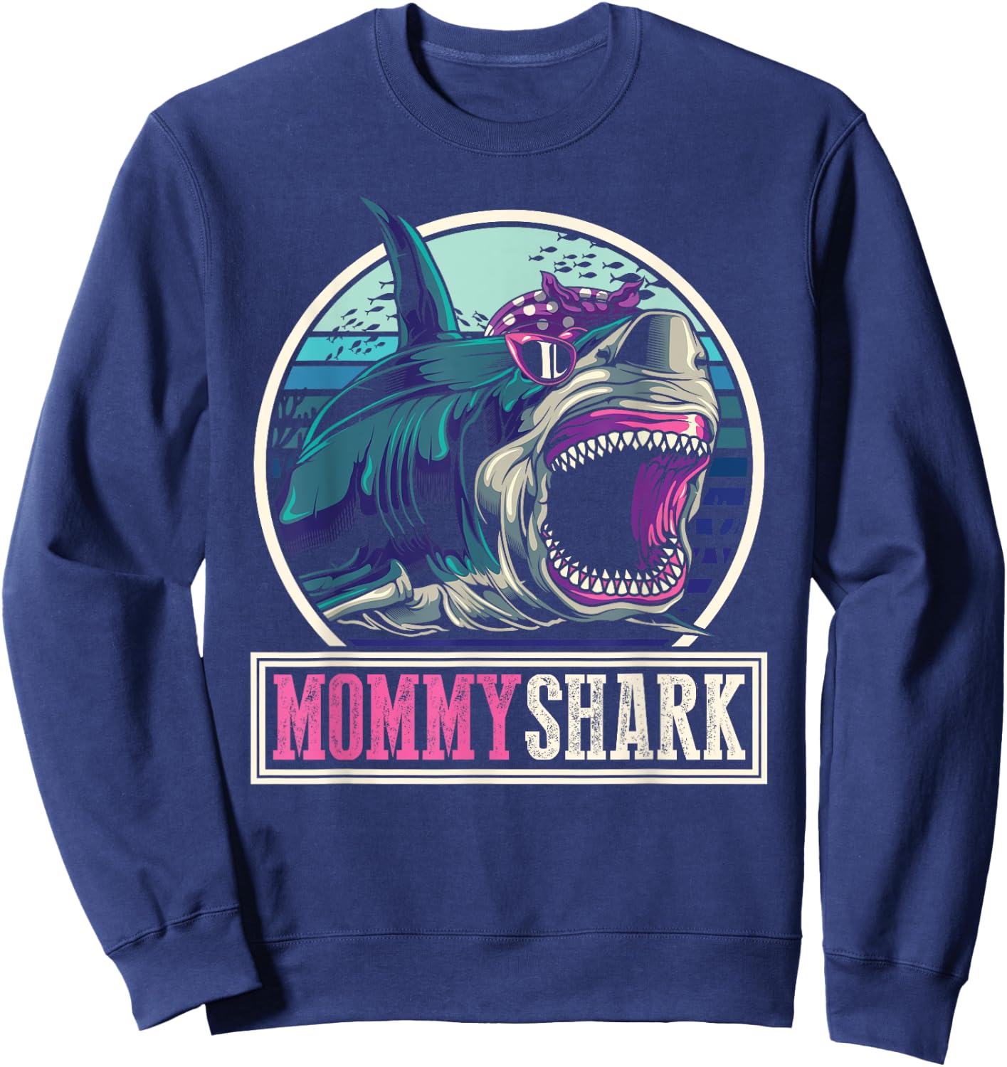 Ocean Animal Family Mom Gift Sea Monster Mommy Shark Sweatshirt - Sweatshirt | Navy