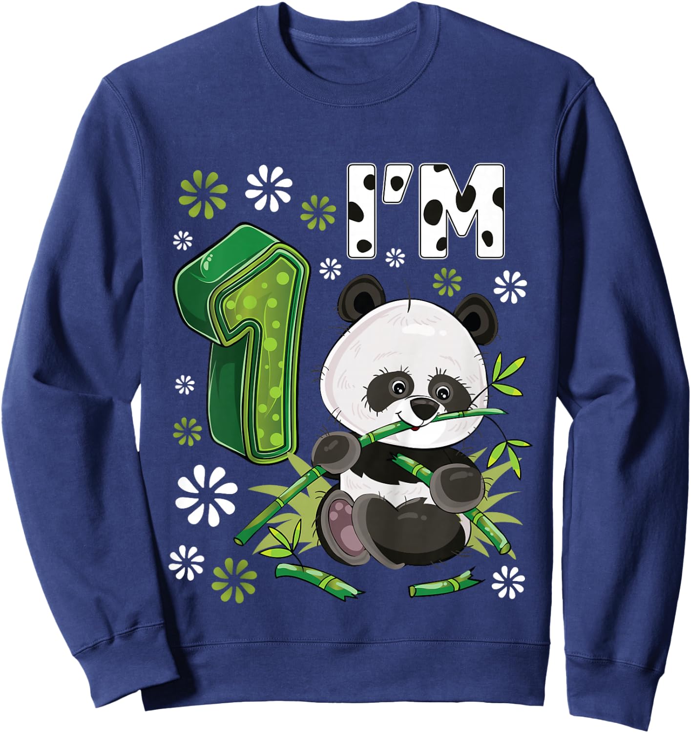 1 Year Old Panda 1st Birthday Party Animal Panda Lover Sweatshirt - Sweatshirt | Navy