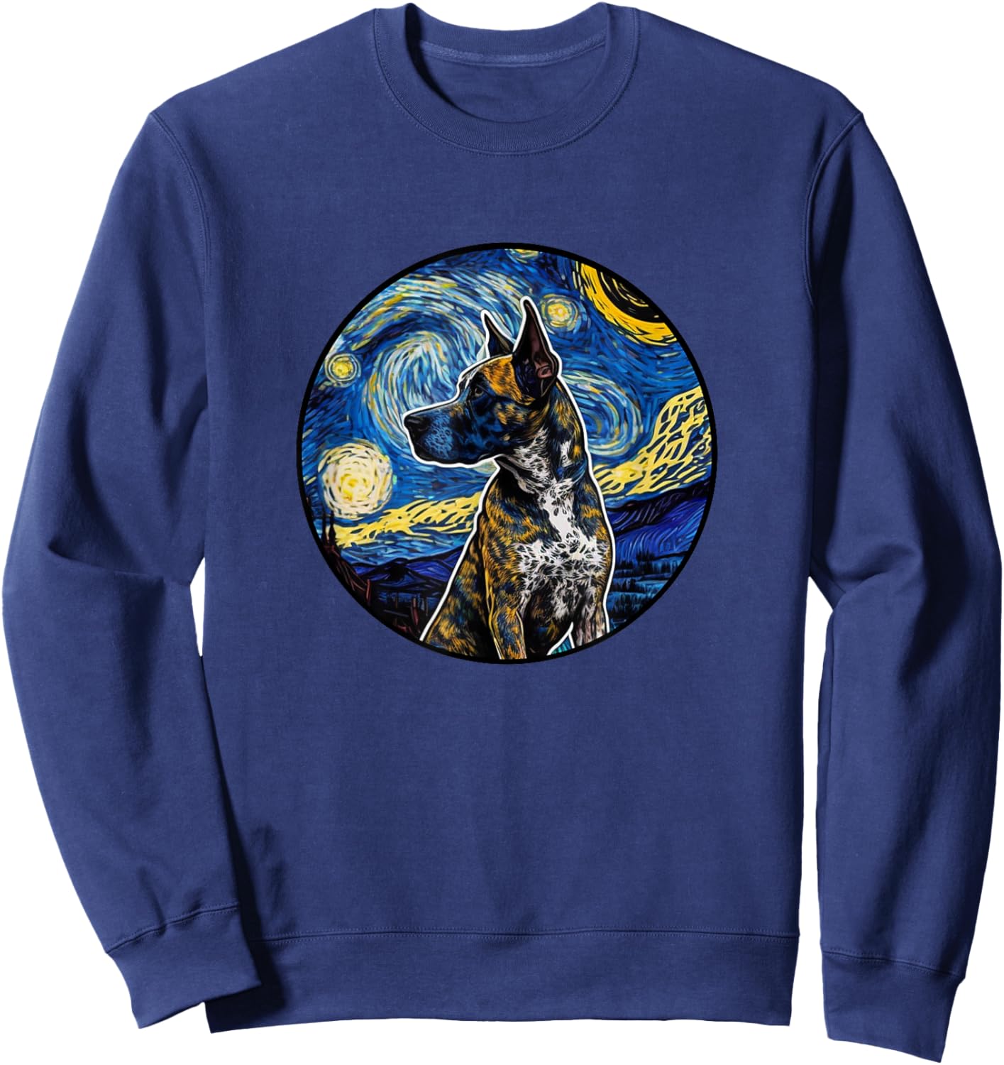 Treeing Tennessee Brindle Starry Night Painting Dog Mom Dad Sweatshirt - Sweatshirt | Navy