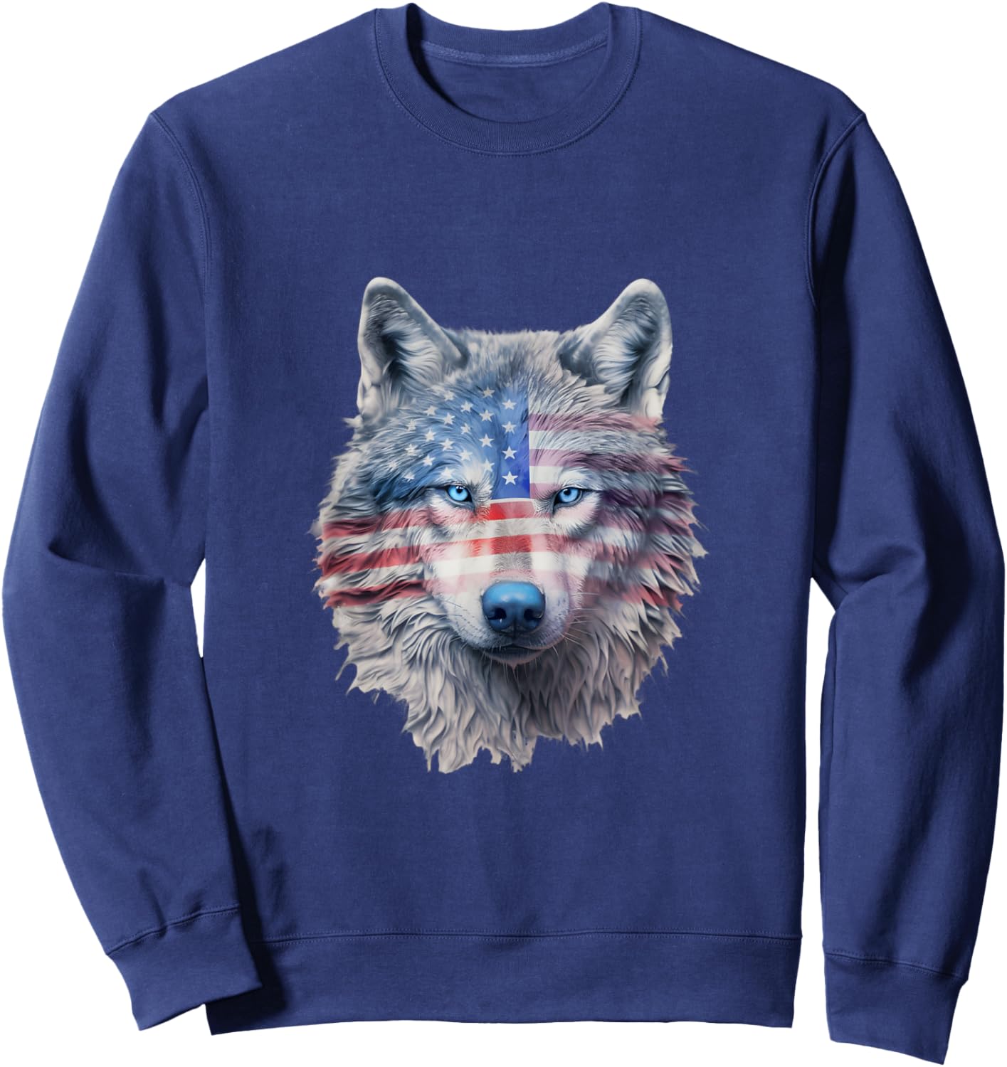 Patriotic Red White And Blue Wolf Sweatshirt - Sweatshirt | Navy