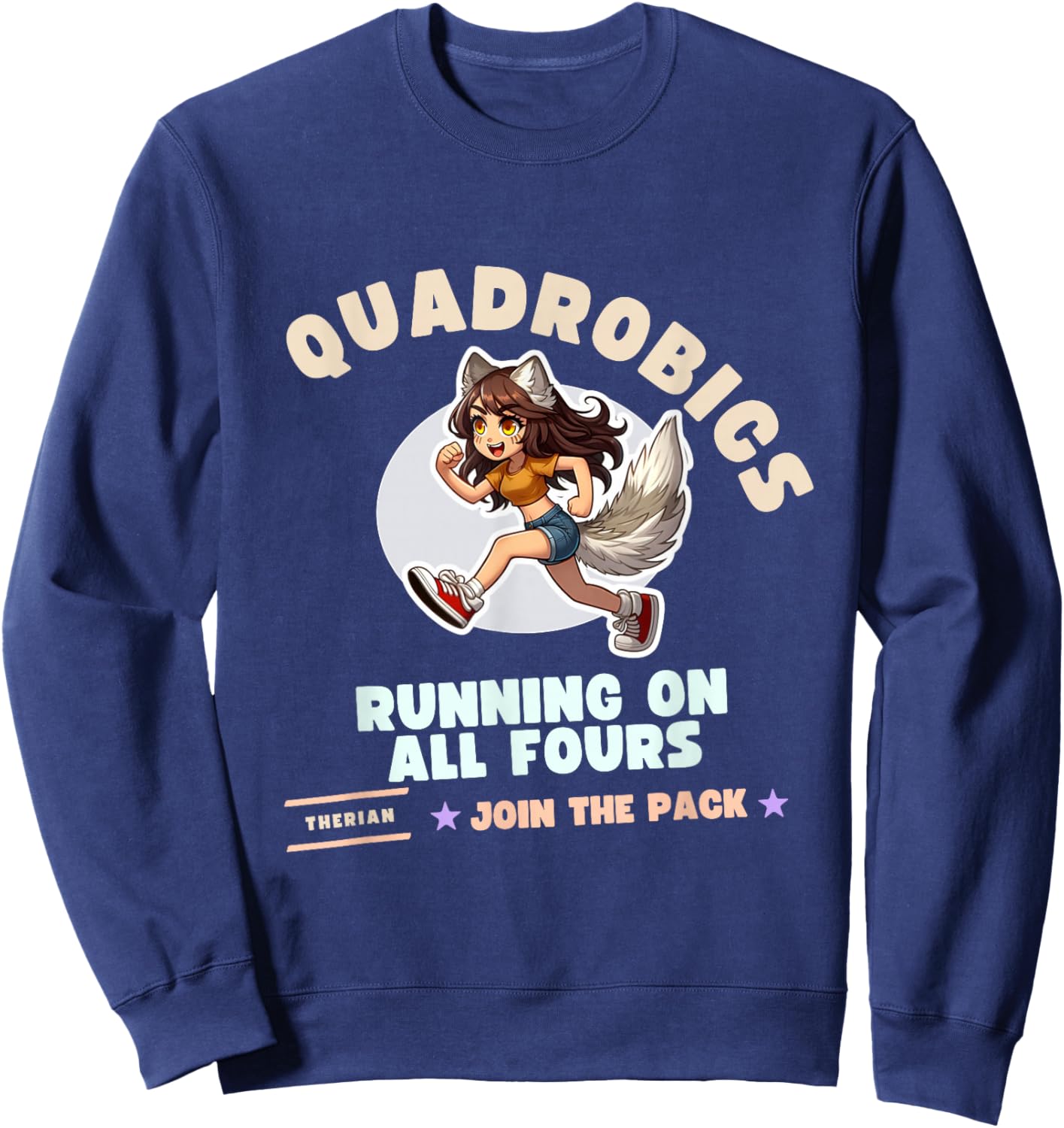 Quardrobics Therian Gear For Teen Tween Girl Fox Wolf Cat Sweatshirt - Sweatshirt | Navy