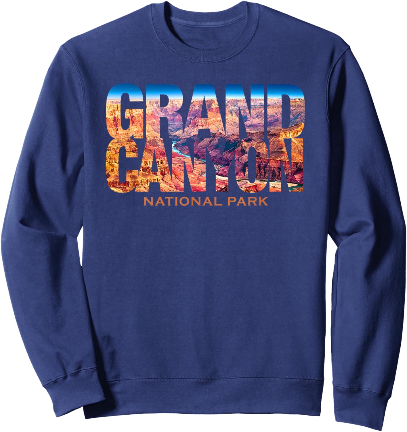 Vintage Grand Canyon National Park Souvenir Shirts Grand Canyon National Park Photo Text Hiking -Adults Black Small Classic Fit Short Sleeve Sweatshirt - Sweatshirt | Navy