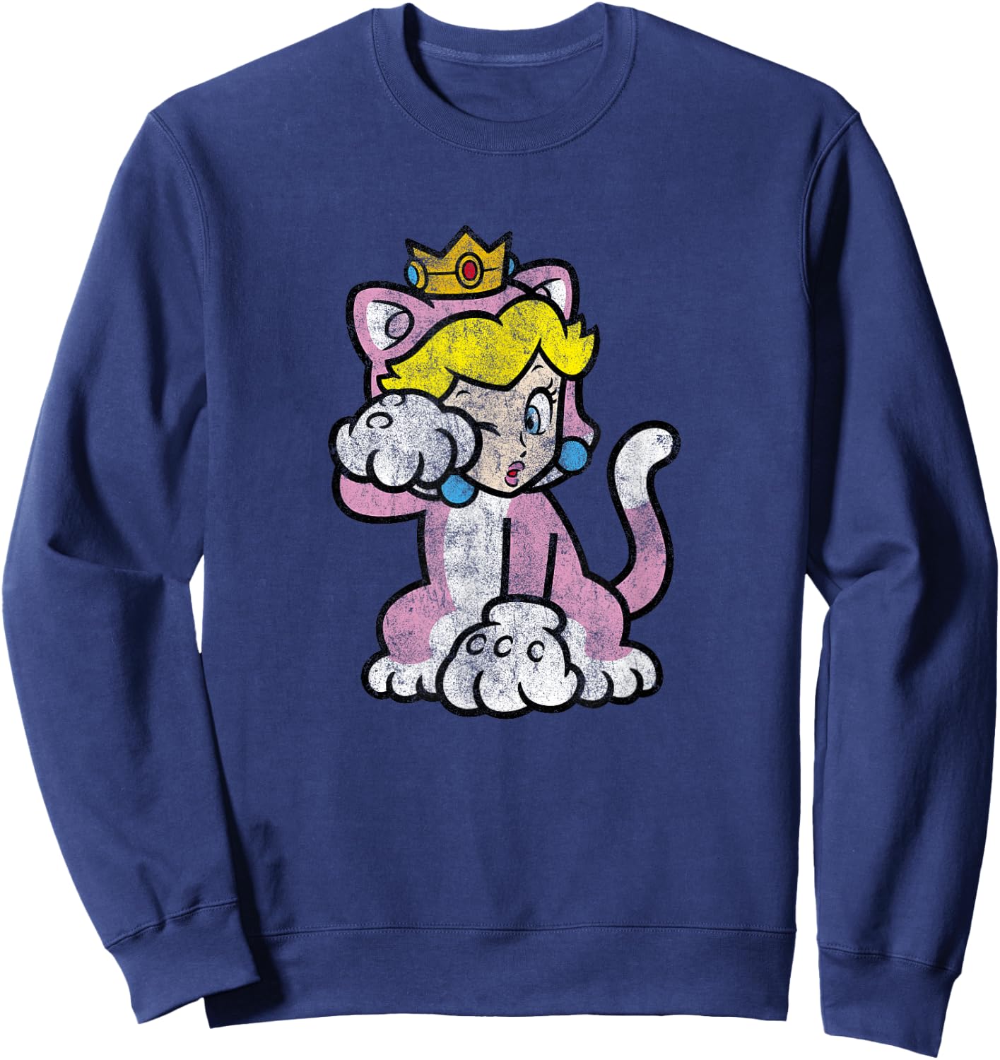 Super Mario 3D Bowser's Fury Princess Peach Cat Portrait Sweatshirt - Sweatshirt | Navy