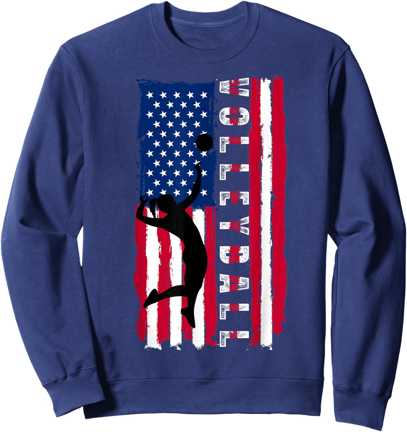 Patriotic Volleyball American USA Flag 4th of July Girl Teen Sweatshirt - Sweatshirt | Navy