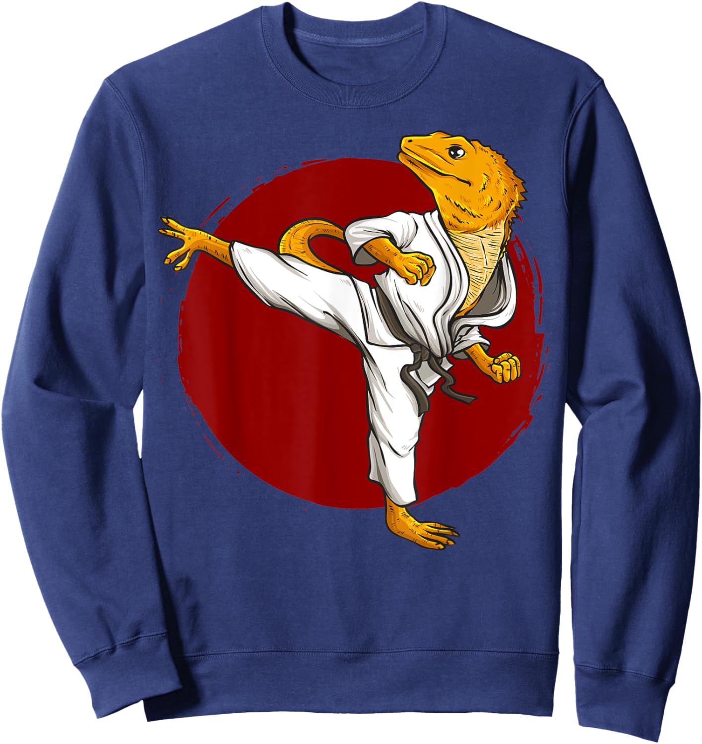 Funny Bearded dragons doing Karate Samurai Ninja lizard Art Sweatshirt - Sweatshirt | Navy