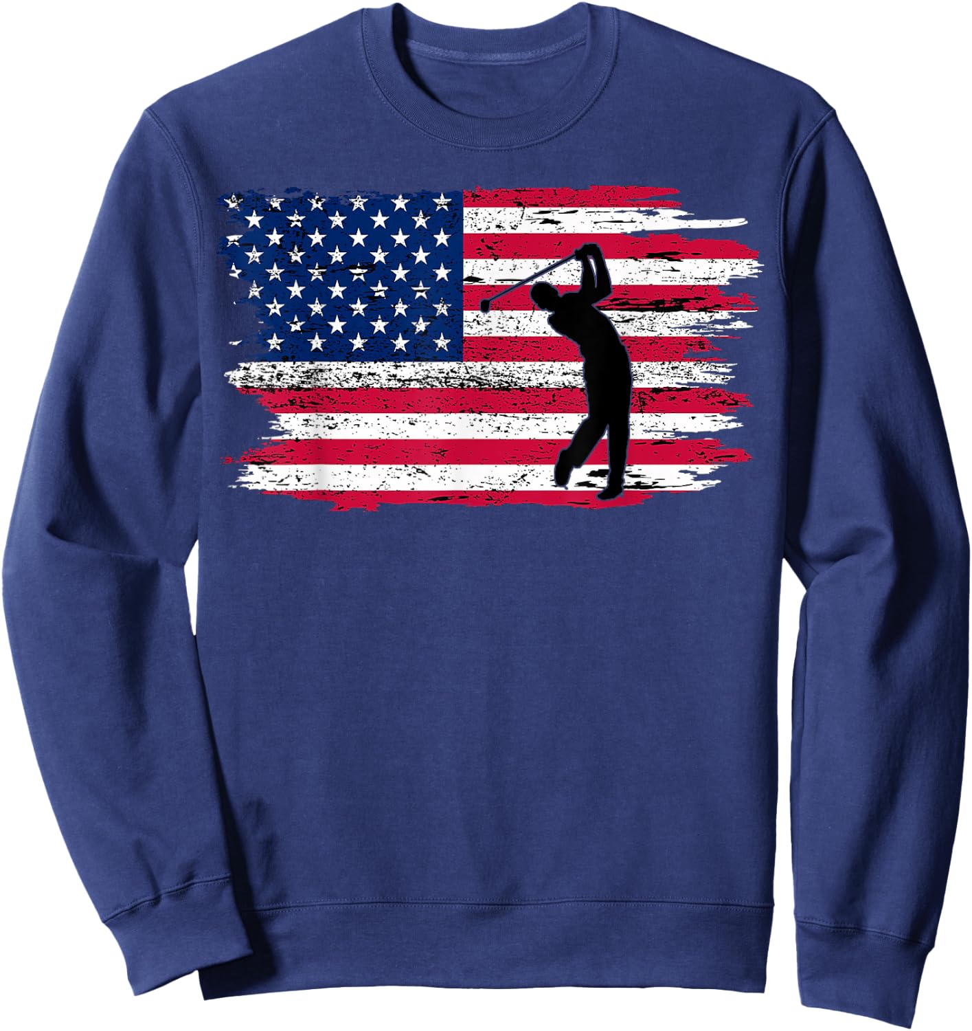 American Flag Golf Shirt 4th July Patriotic Golfer Sweatshirt - Sweatshirt | Navy
