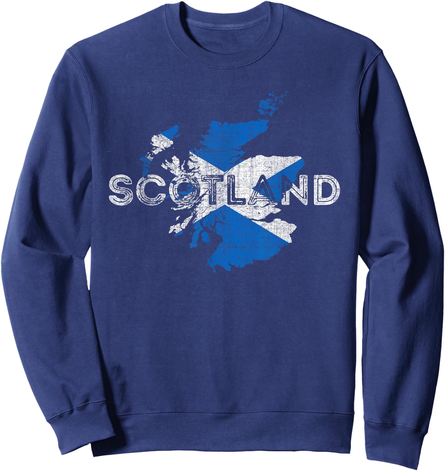 Scottish Map and Flag Souvenir - Distressed Scotland Sweatshirt - Sweatshirt | Navy