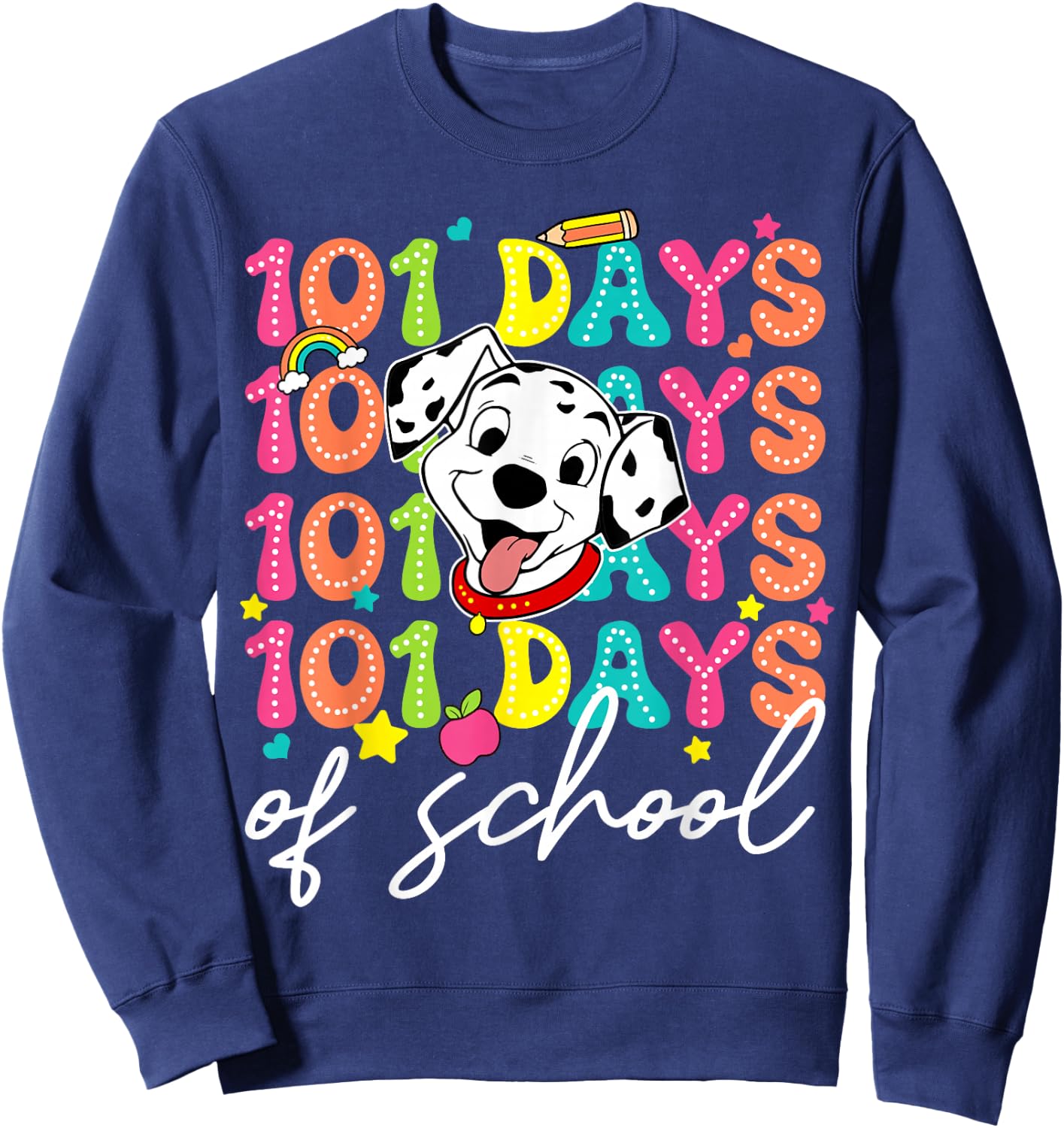 100 Days Of School Dalmatian Dog Boys 100th Day Of School Sweatshirt - Sweatshirt | Navy