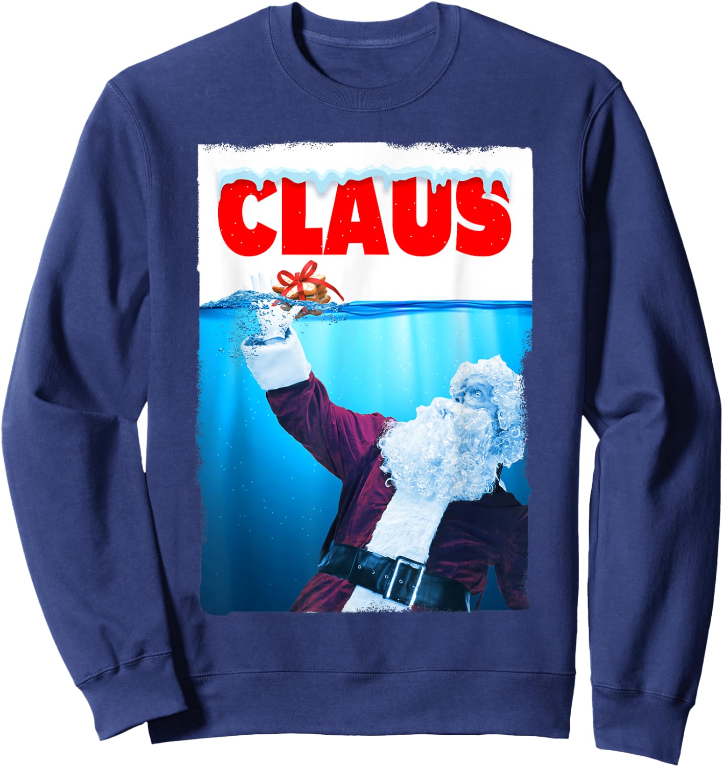 Santa Claus Christmas Cookie Women Kids Shark Lovers Sweatshirt - Sweatshirt | Navy