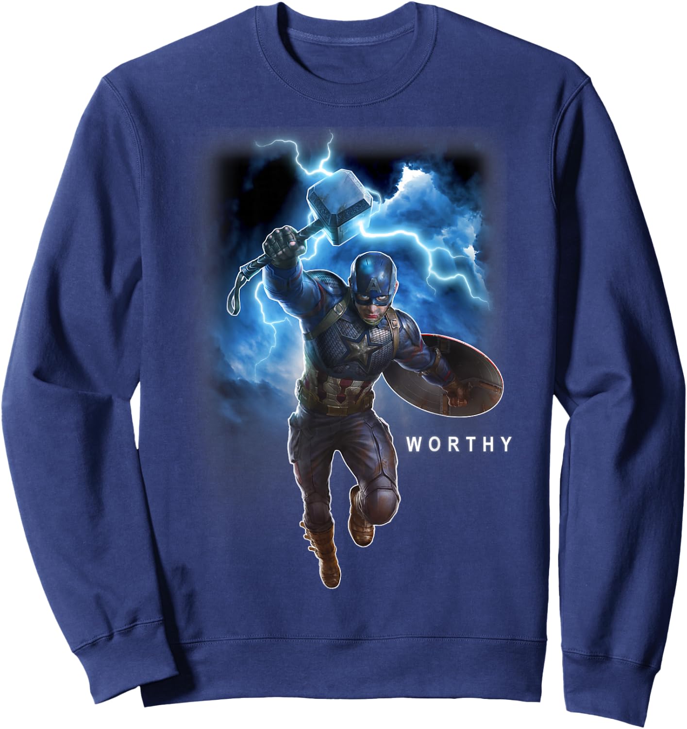 Marvel Avengers Endgame Captain America Worthy Action Pose Sweatshirt - Sweatshirt | Navy