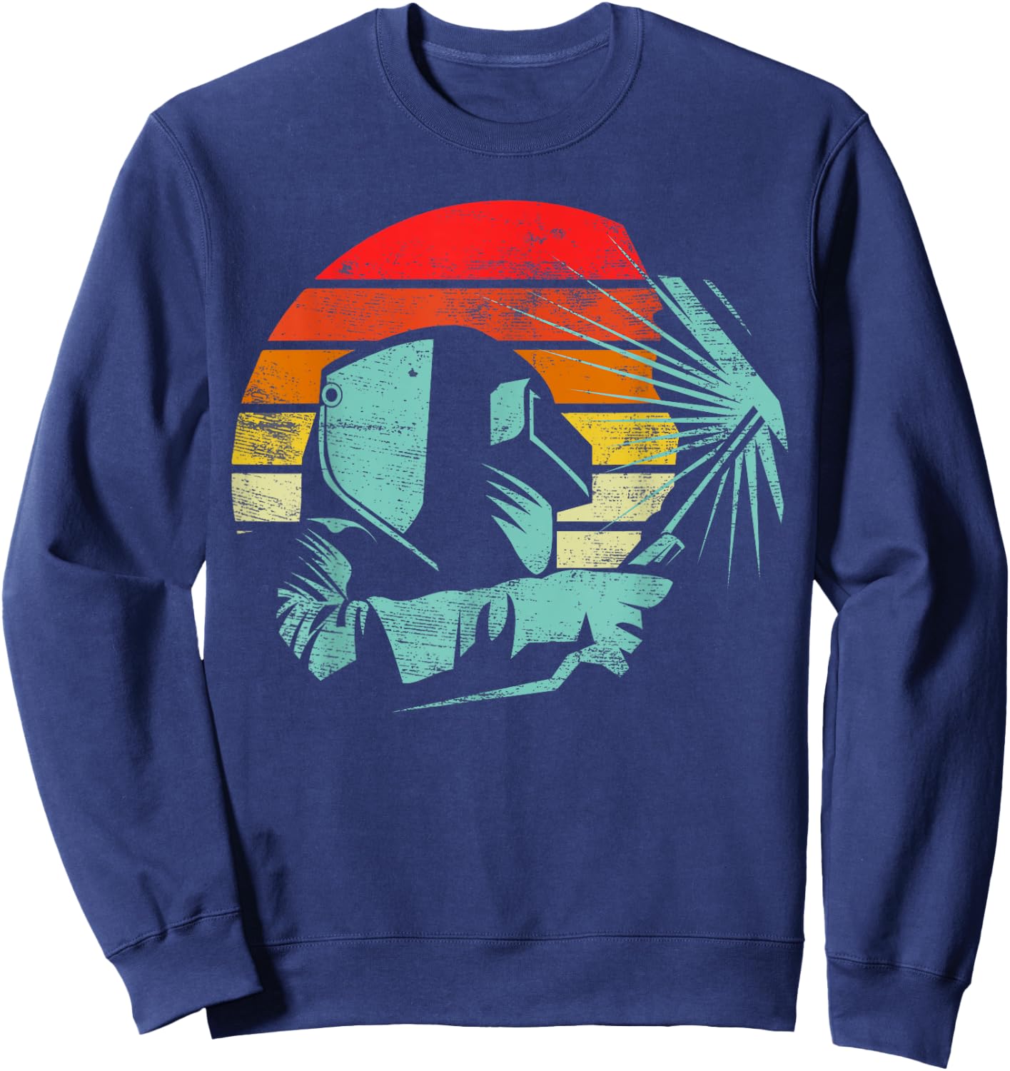 Welder Silhouette Retro Vintage Apparel - Men's Black Short Sleeve Classic Fit - Small Sweatshirt - Sweatshirt | Navy