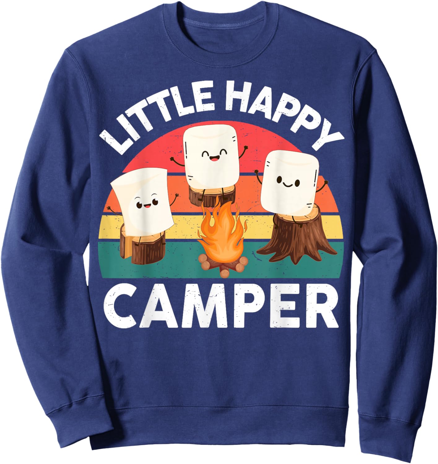 Happy Marshmallow Camper-Shirt Kids Toddler Boy Cute Camping Sweatshirt - Sweatshirt | Navy